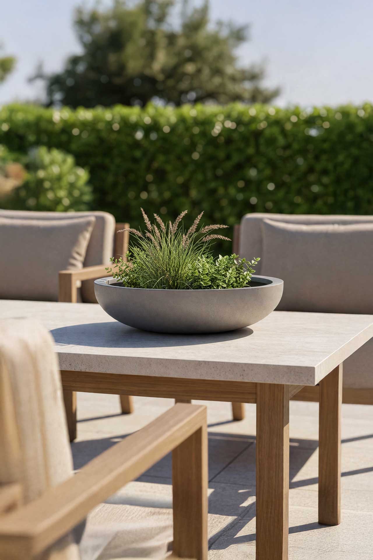 VIVANNO Pflanzschale Fiberglas PLANA Schale - Betongrau Beton-Design (1 St), 34x9 cm