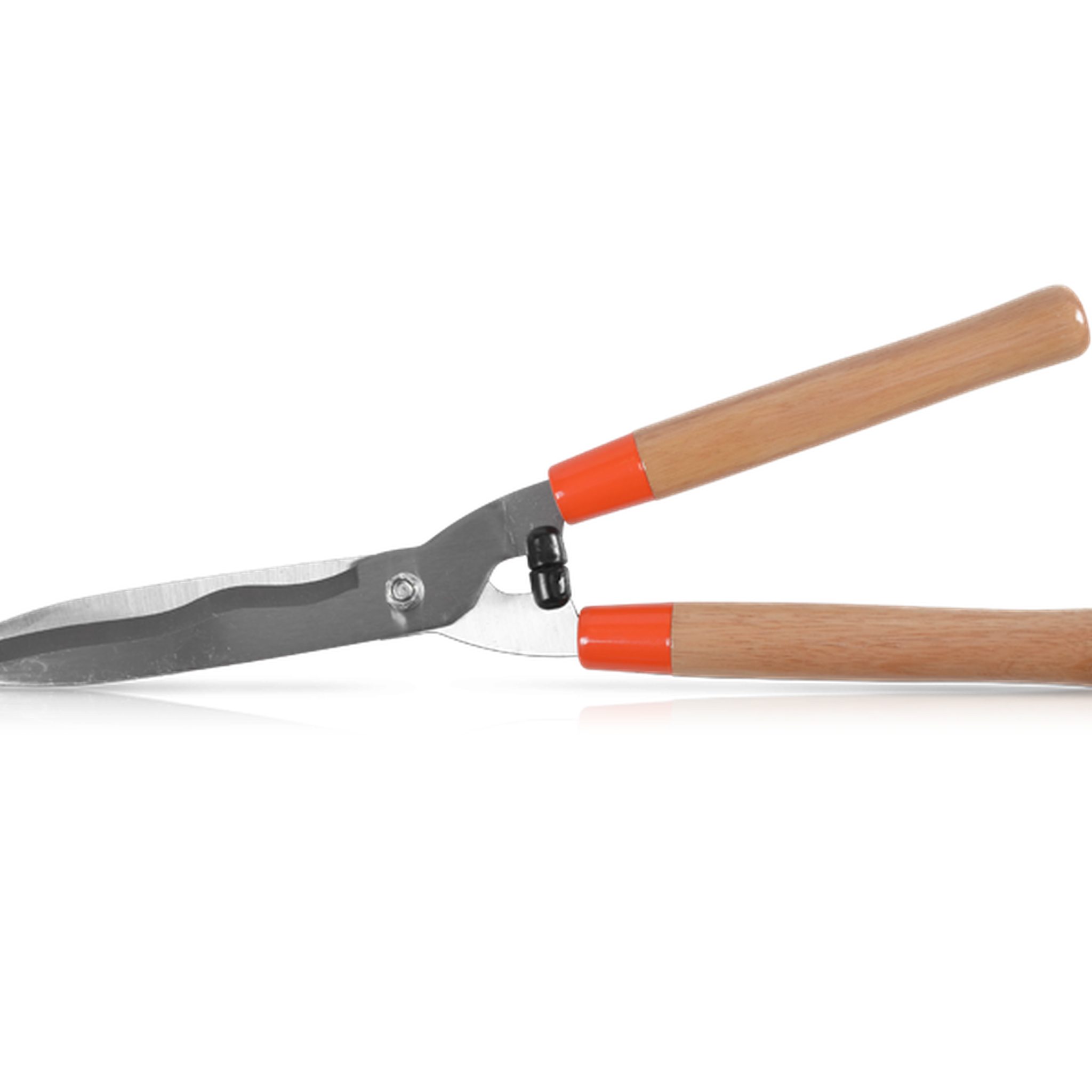 Hecht Heckenschere Hand Gartenschere mit Wellenschliff Klinge, 52 cm Länge, Holzgriffe