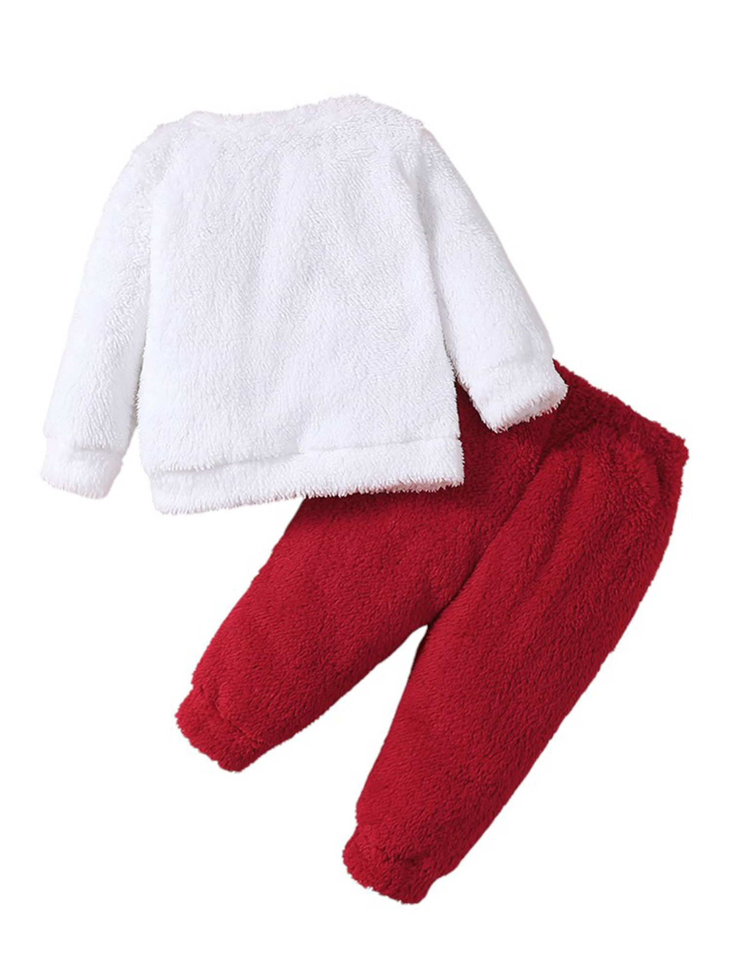 Lapastyle Top & Hose Warmes Flanell-Langarmset für Baby Mädchen, Rundhalspullover und Hose (Set, 2-tlg) Herzmuster und Stickdesign, Kontrast Herbst/Winteranzüge für Freizeit