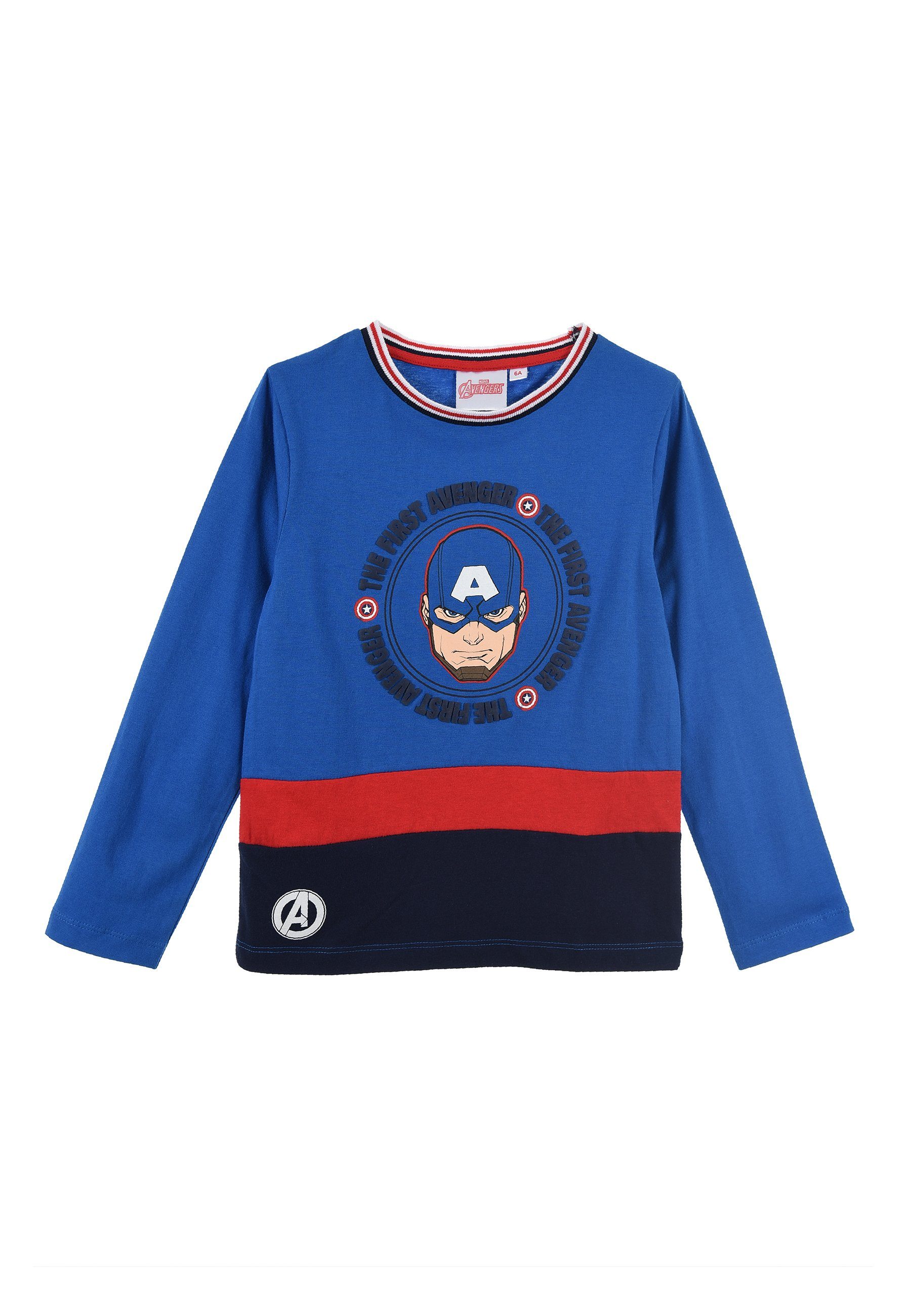 The AVENGERS Langarmshirt Captain America Black Panther Kinder Jungen Longsleeve Shirt Oberteil Blau