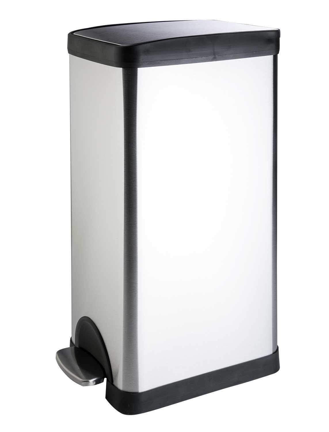 Home4You Mülleimer, Fußtrittsystem, Edelstahl, Schwarz, 30 Liter, Softclose Funktion, mit Kunststoffeinsatz
