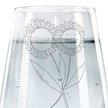 Mr. & Mrs. Panda Glas Blume Sonnenblume - Transparent - Geschenk, Freundschaft, Trinkglas m, Premium Glas, Liebevolle Gestaltung