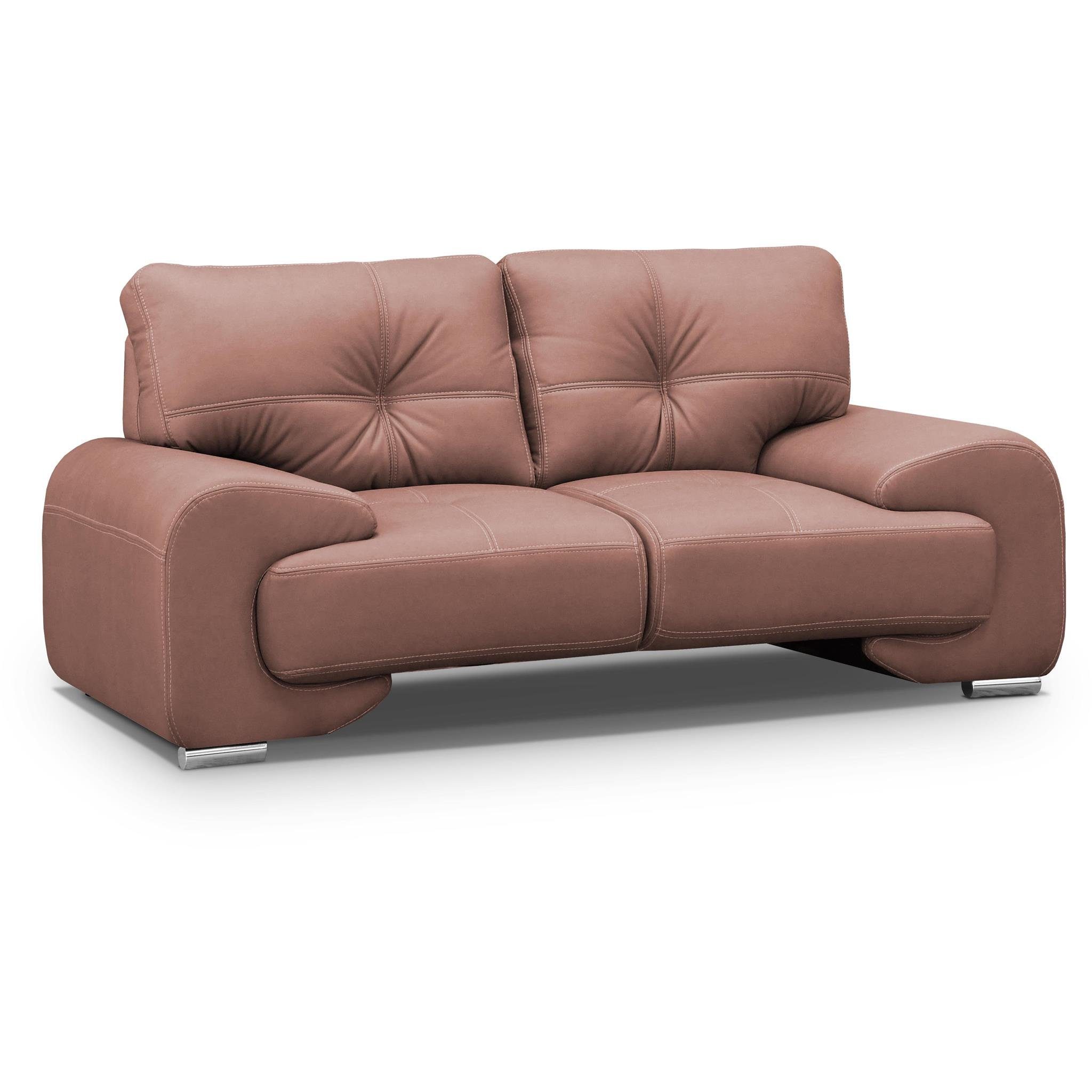 Kunstleder, Nähten im mit Maxime (vega Sofa aus Beautysofa 56) 2-Sitzer dekorativen lux, mit 2-Sitzer Design Ginger modernes Wellenunterfederung,