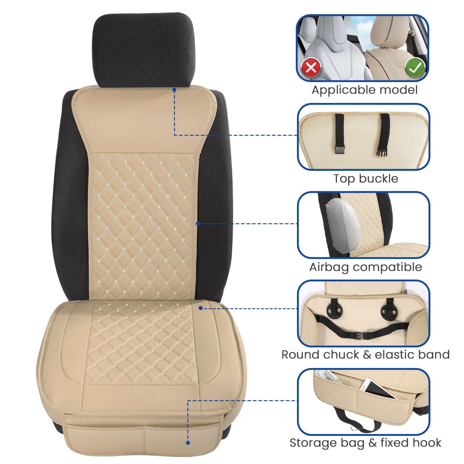 AUDEW Sitzauflage, Paar Autositzbezug Vorne Sitzkissen Plüsch mit Schwamm