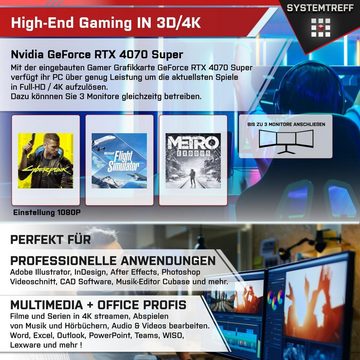 SYSTEMTREFF Gaming-PC-Komplettsystem (27", Intel Core i9 14900KF, GeForce RTX 4070 Super, 64 GB RAM, 2000 GB SSD, Windows 11, WLAN)