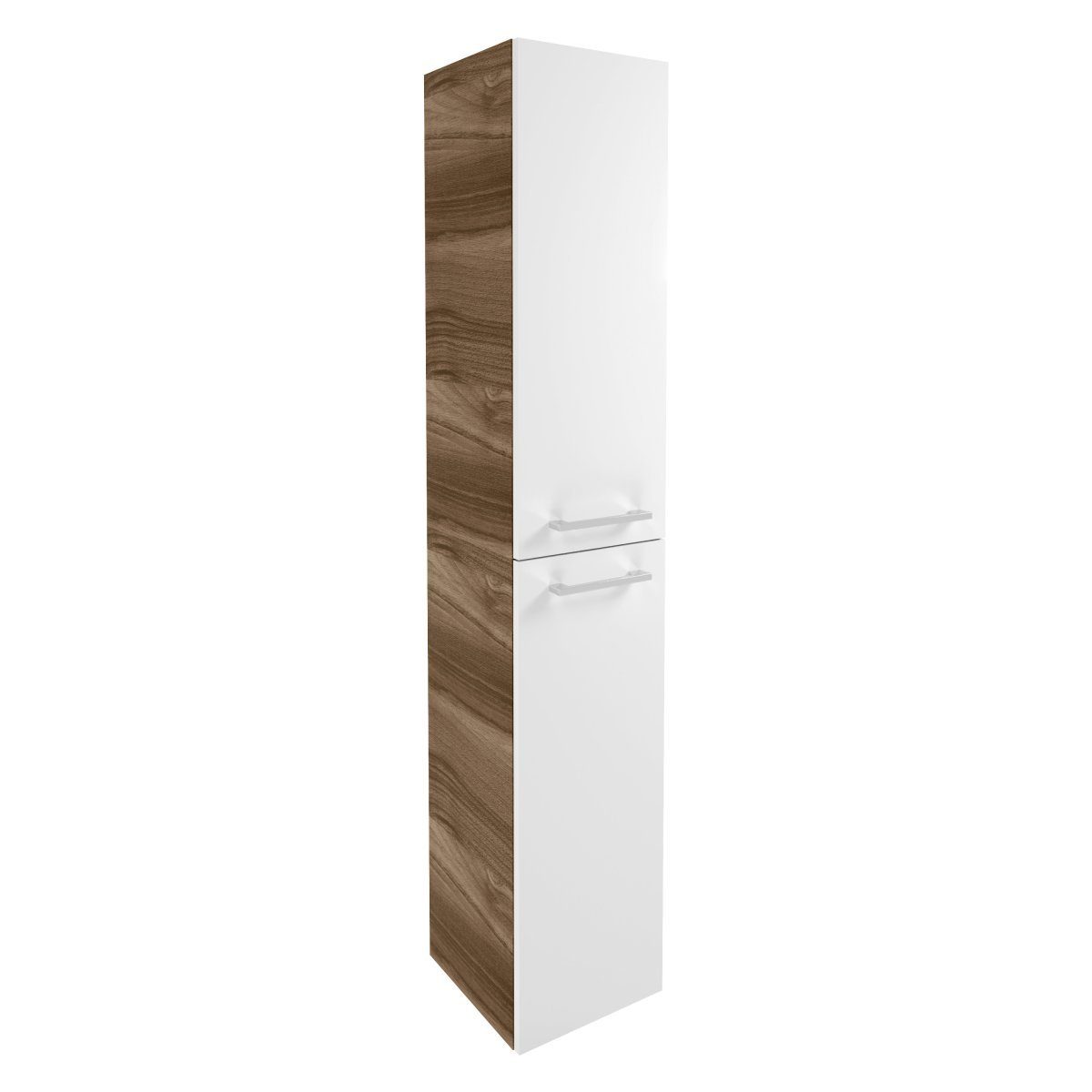 FACKELMANN Hochschrank Verona Hochschrank links - Weiß Hochglanz - Nussbaum