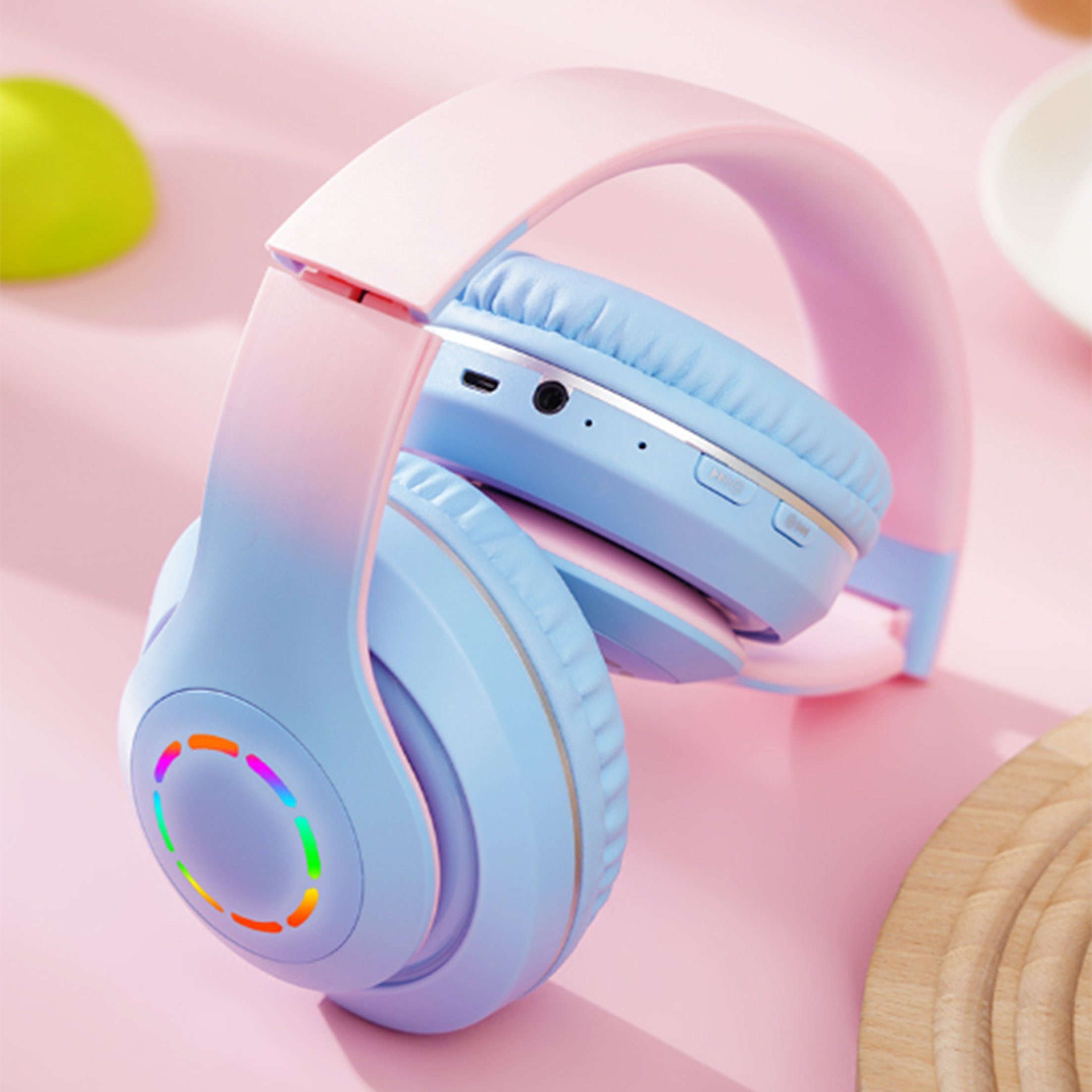 Kabelloses Blau Kopfhörer,Bluetooth-Kopfhörer,Over Ear Funk-Kopfhörer Headset Diida Farbverlauf