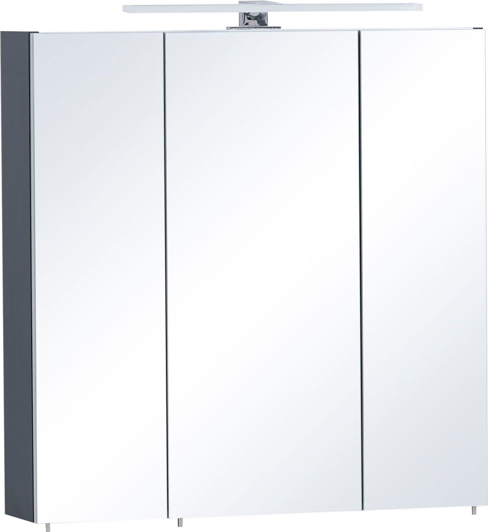 Schildmeyer Spiegelschrank Kent Badmöbel. Breite 70 cm, LED-Beleuchtung und Schalter-/Steckdosenbox nachtblau