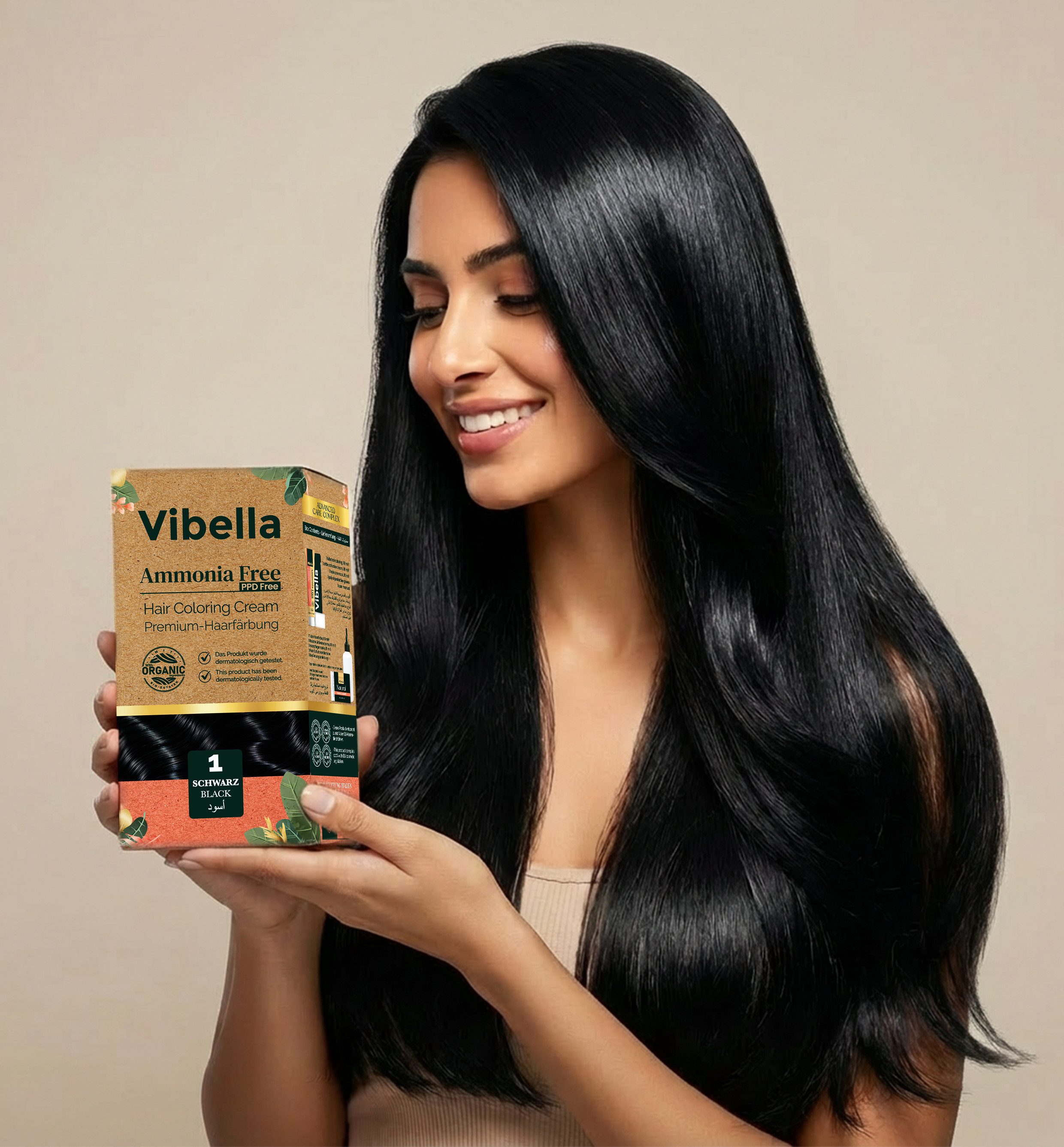 Vibella Haarfarbe Haarfärbecreme Nr. 1 Schwarz – Premium-Haarfarbe