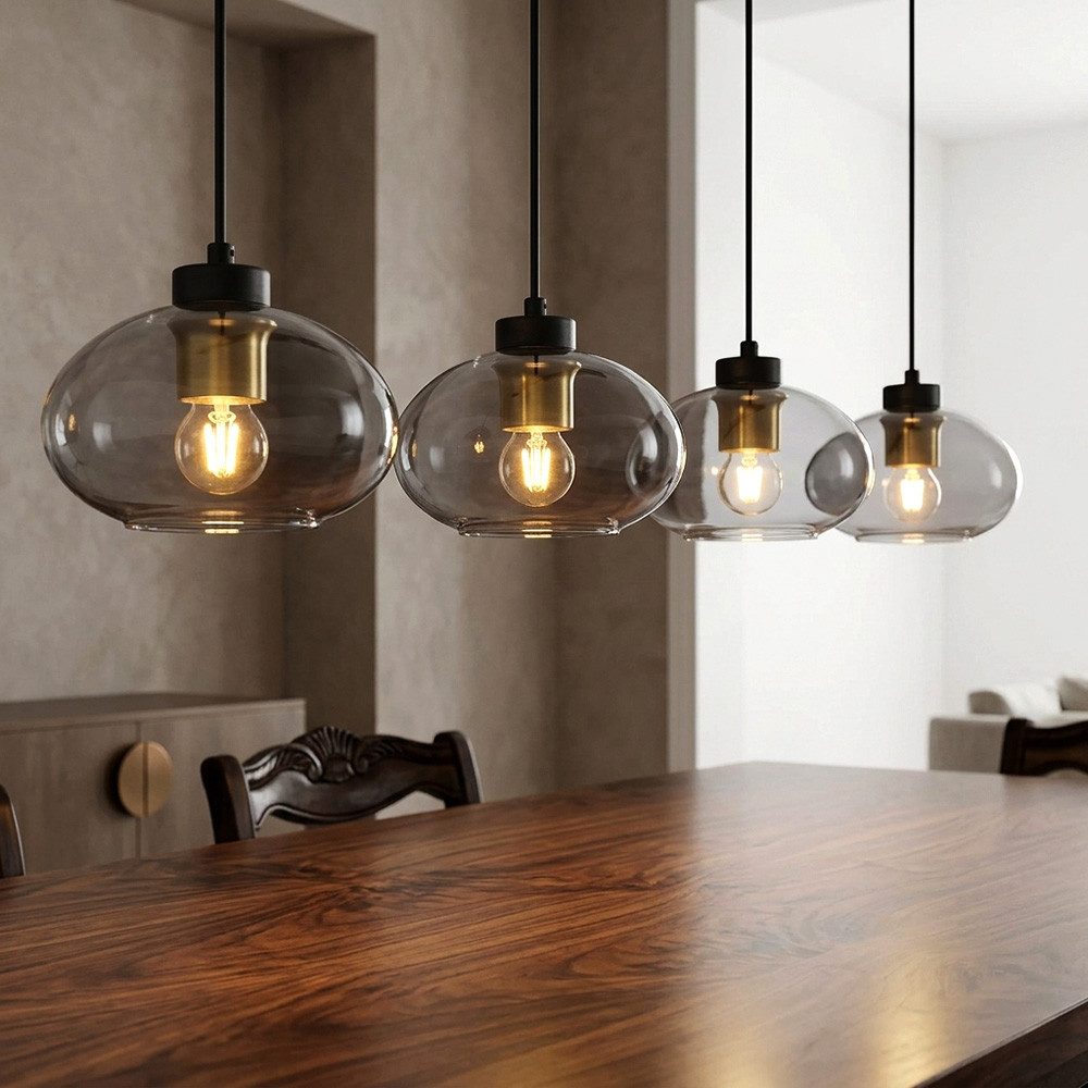 GLOBO LIGHTING LED-Hängeleuchte, Leuchtmittel inklusive, Warmweiß, LED Hängelampe Pendelleuchte 4 flammig Esstischleuchte Retro L 96 cm