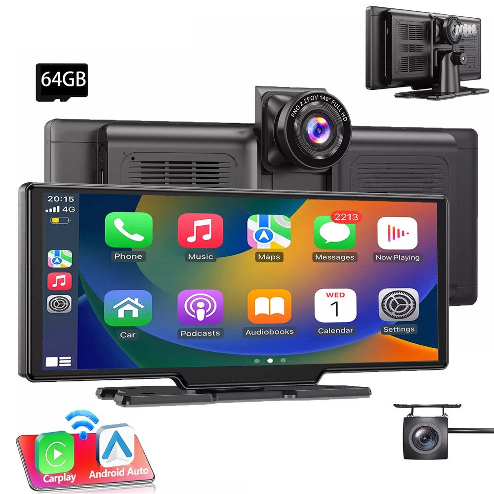 4K HD 10,26'' Dashcam Android Carplay Autoradio DVR mit Rückfahrkamera Navigationsgerät