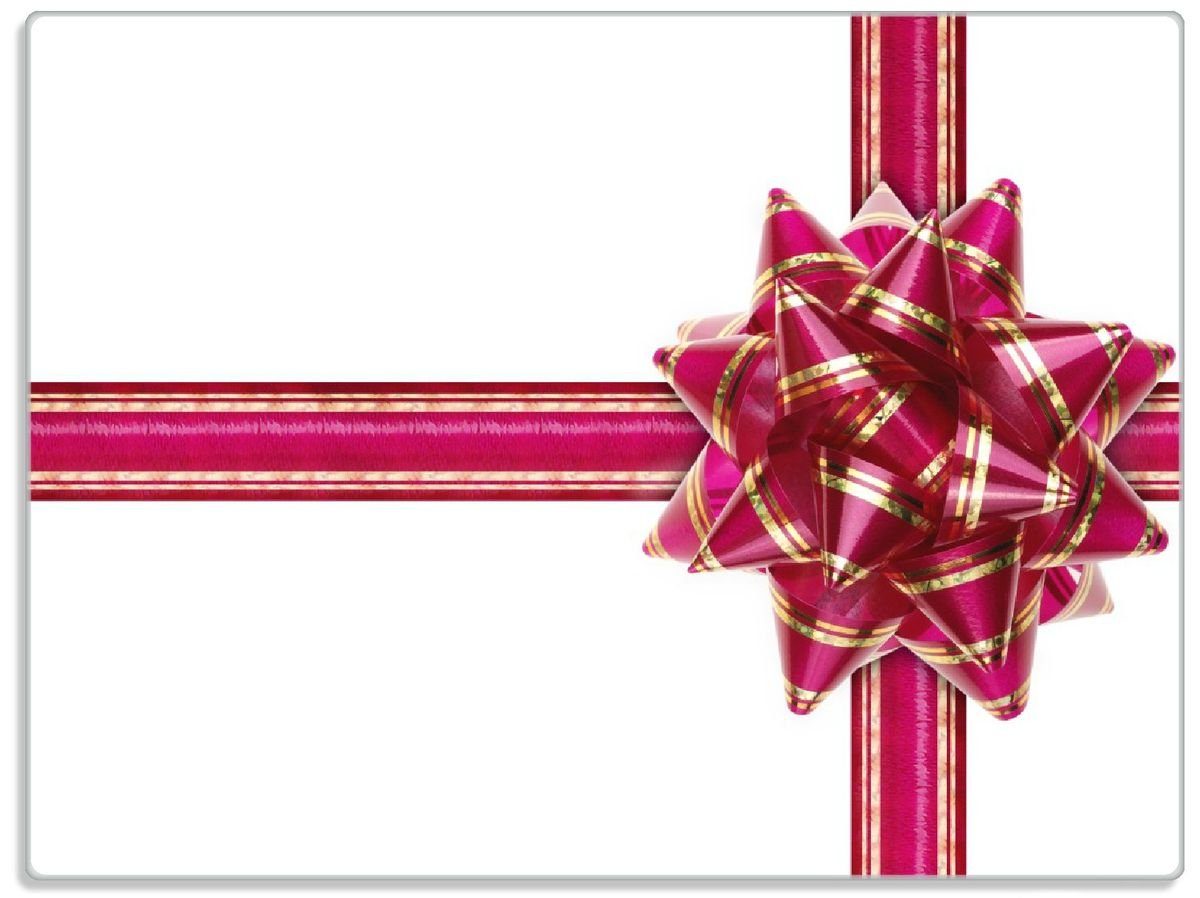 1-St), Hintergrund Gummifüße Schleife, (inkl. rutschfester Schneidebrett Geschenkband 30x40cm Wallario mit roter ESG-Sicherheitsglas, 4mm, weiß,