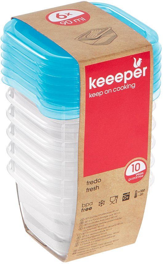 fredo Kunststoff 90 - Unterteile (Set, 23-tlg), 2000 ml, und Kunststoff, rechteckig, fresh, Frischhaltedose aus keeeper Deckel,