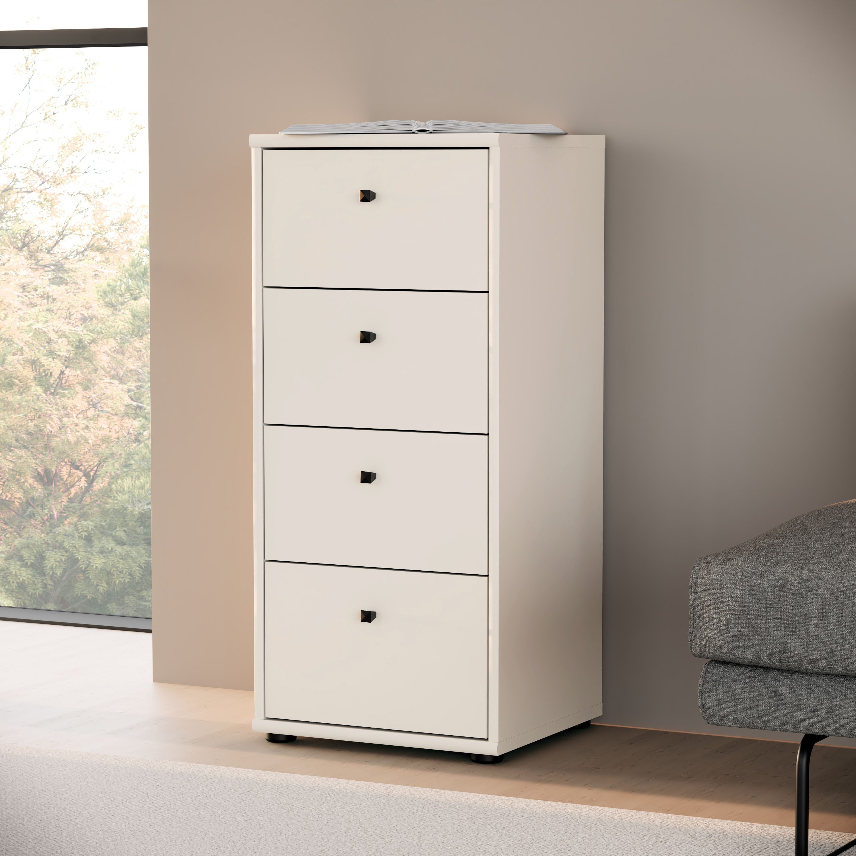 FORTE Kommode Tempra, Kommode, 4 Schubkästen, Höhe 85,5 cm, Breite 38,6 cm