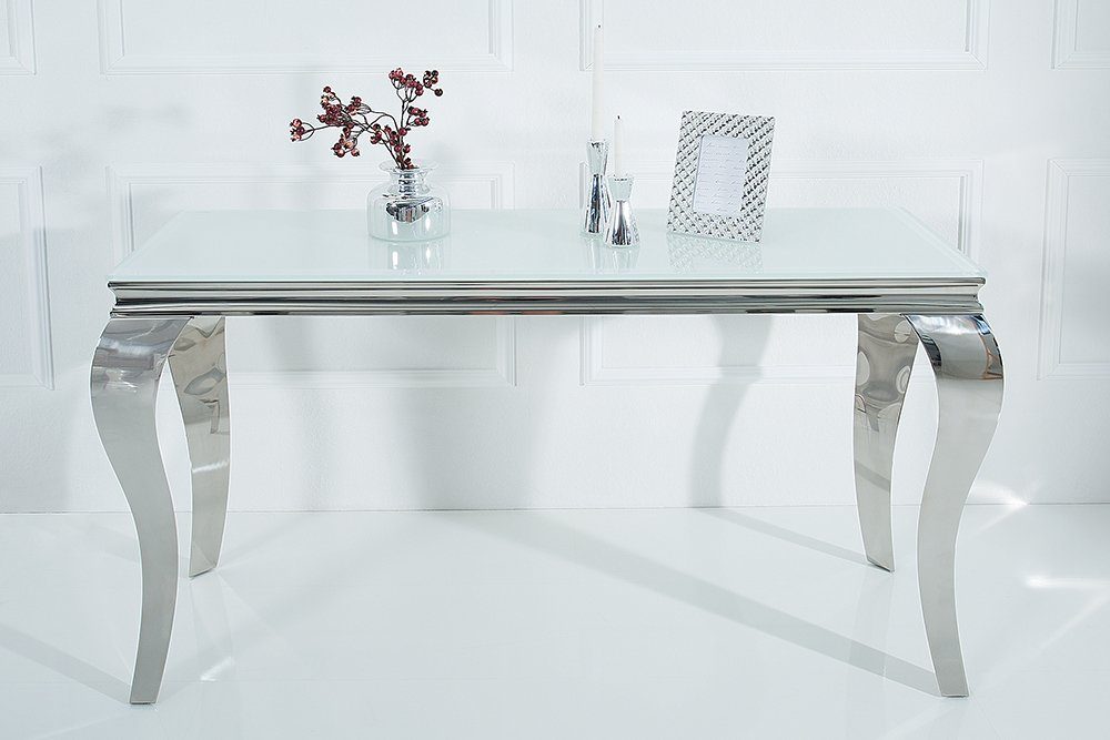 riess-ambiente Konsolentisch MODERN BAROCK 145cm weiß / silber (Einzelartikel, 1-St), Flur · Opalglas · Edelstahl · eckig · Wohnzimmer – Bild 3 von 5