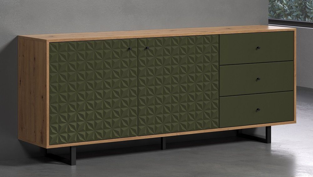 trendteam Sideboard Sideboard Sentra, Dark Green / Artisan Eiche