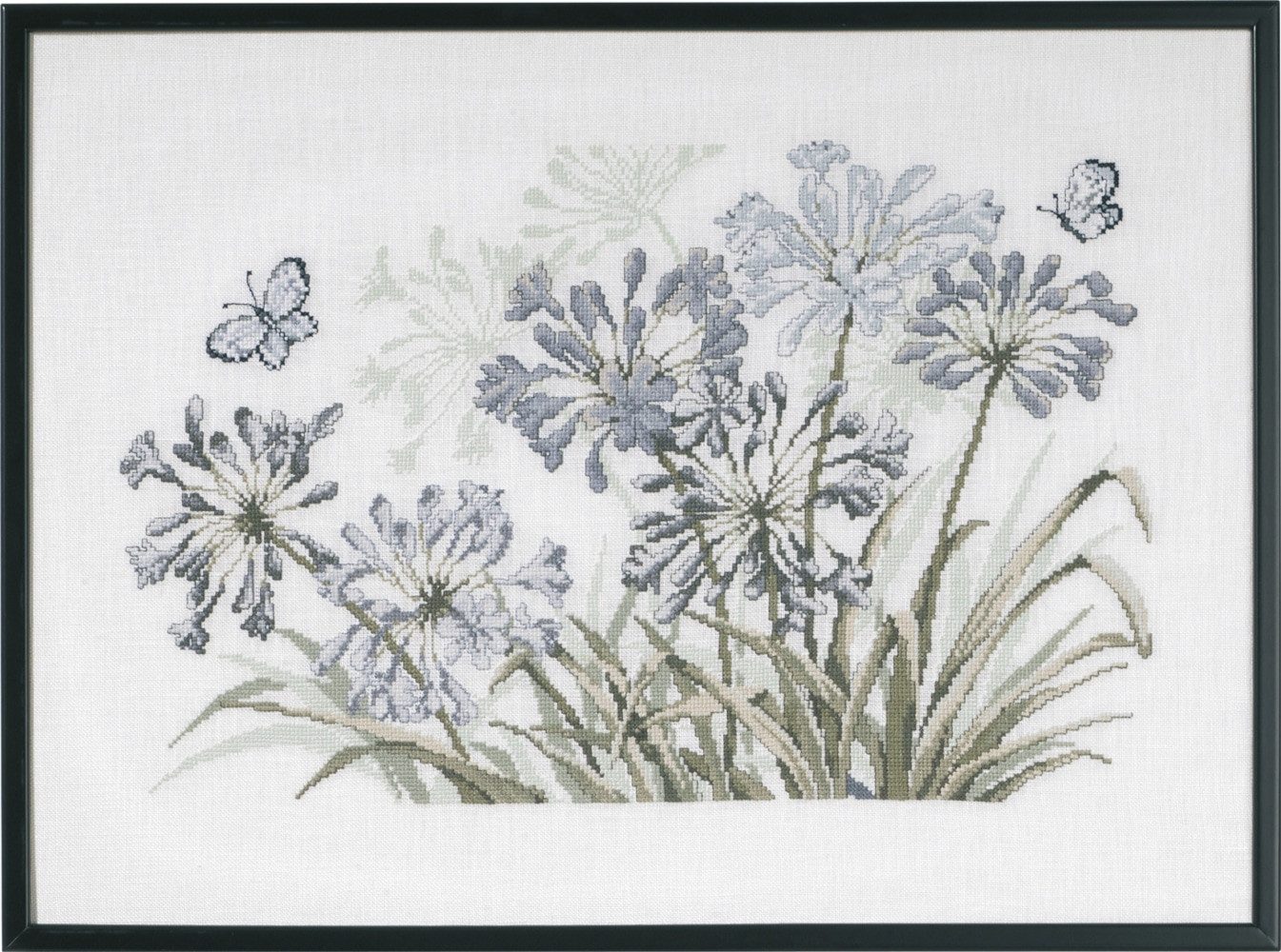 Permin Kreativset Permin telkruissteekpakket "Grijze Agapanthus", 58x42cm, (embroidery kit by Marussia)