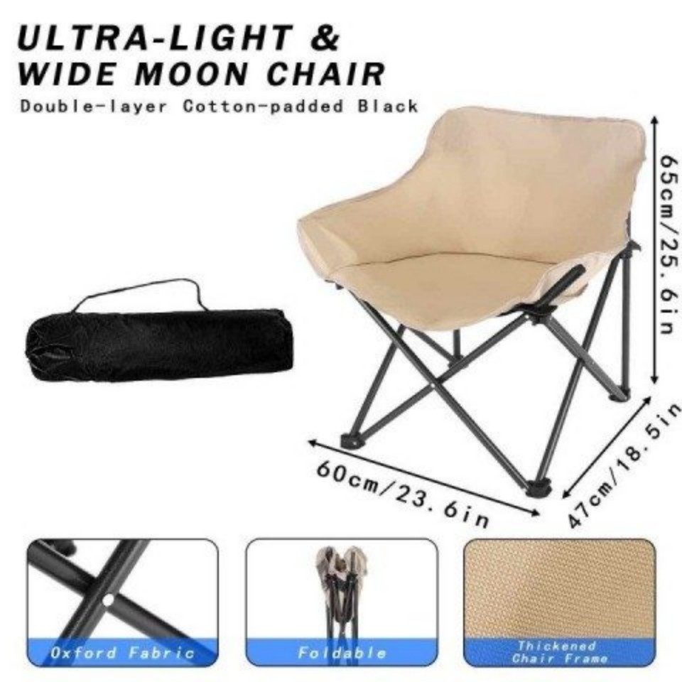 ZMH Klappstuhl 2 kg Klappbarer leicht Campingstuhl aus Eisen & Oxford mit Tasche, Mondsichel-Form für ergonomischen Sitzkomfort für Stabilität