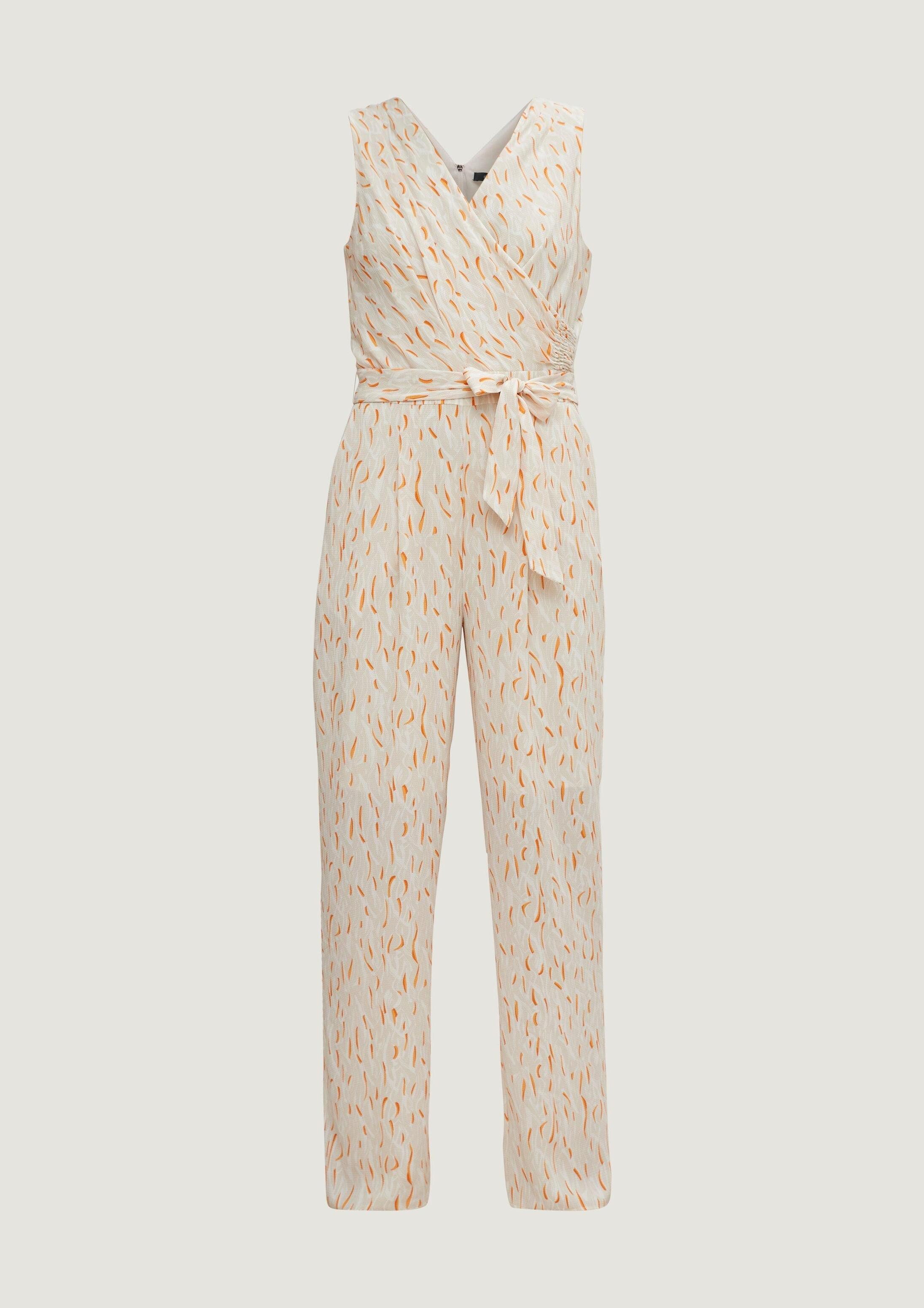 comma Jumpsuit Overall Jumpsuit mit Crêpestruktur