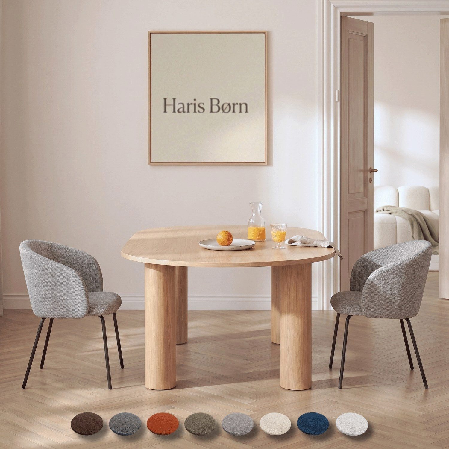 Haris Børn Esszimmerstuhl mit Armlehnen NØR - Hochwertige Polsterstühle für Esszimmer (Set, 2 St), Grau-braun - Premium Esszimmer Stühle & Wohnzimmer Stühle