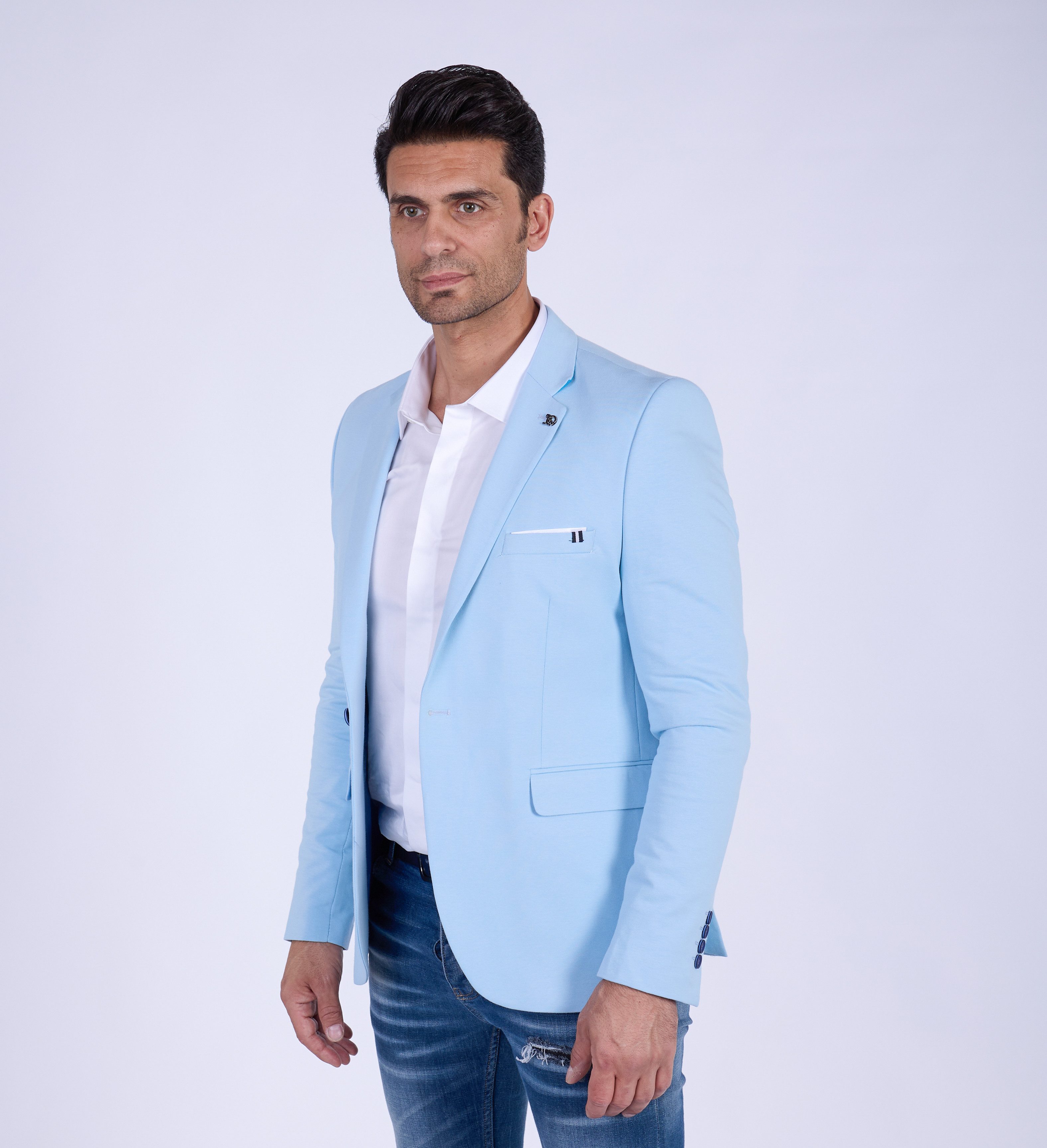 Denim Distriqt Jerseysakko Sportliches Herren SLIM FIT Jersey Sakko mit Str günstig online kaufen