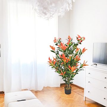 Kunstblume Künstliche Glanzmispel Photinia Kunstpflanze Künstliche Pflanze 120 cm, Decovego