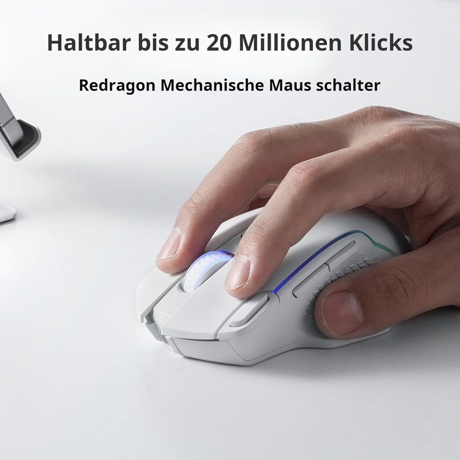 Redragon M810 Pro Kabellos/Kabelgebunden Maus, 10000 DPI, Schnellfeuertaste Gaming-Maus (2,4 GHz Drahtlos (via Nano-Empfänger), Makrofunktion & True Color) – Bild 2 von 5