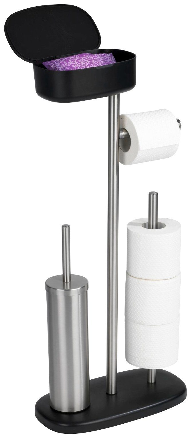 und WENKO WC-Garnitur Rivazza, schwarz (1-tlg), Box Toilettenpapierhalter integrierter