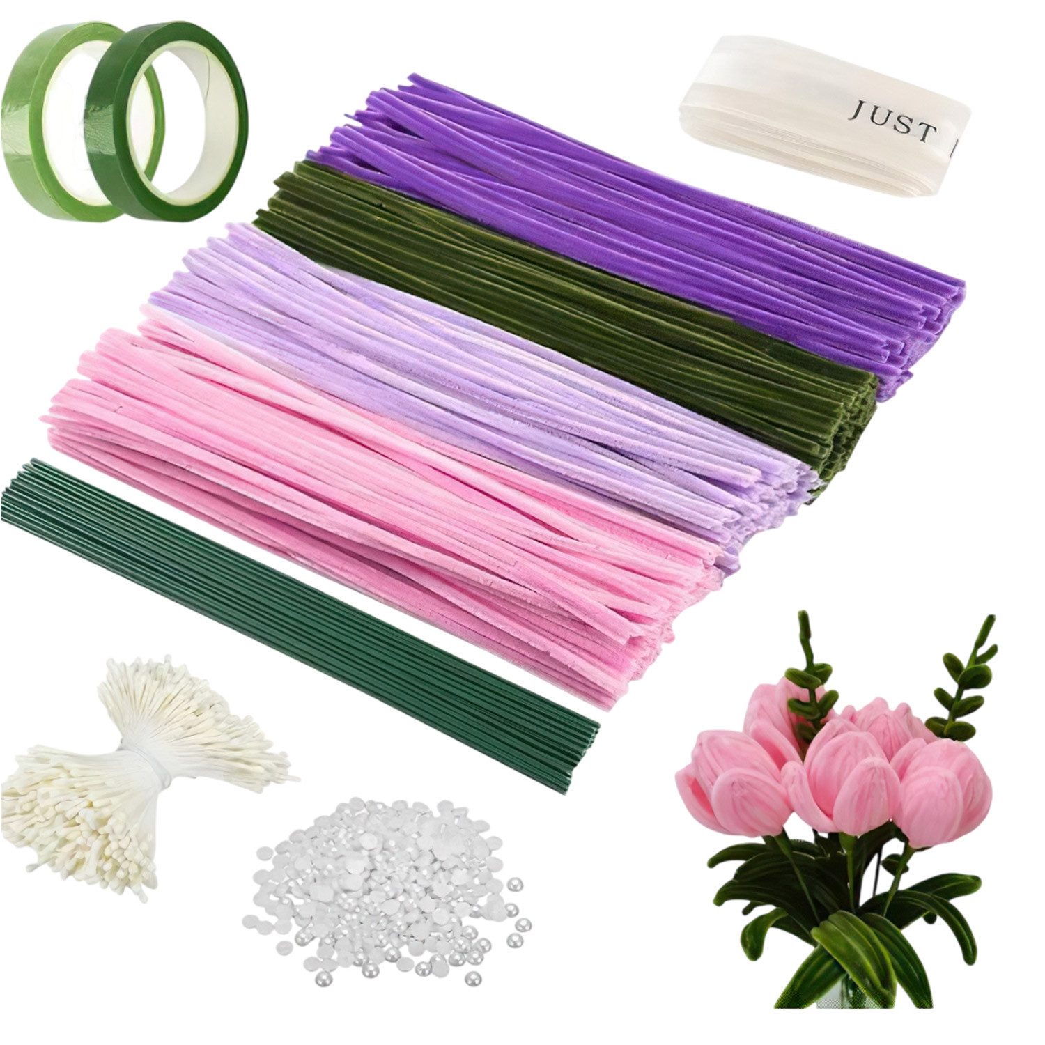 Refttenw Kreativset 400 Stück Pfeifenputzer,Floristenbedar,für DIY-Bastelprojekte