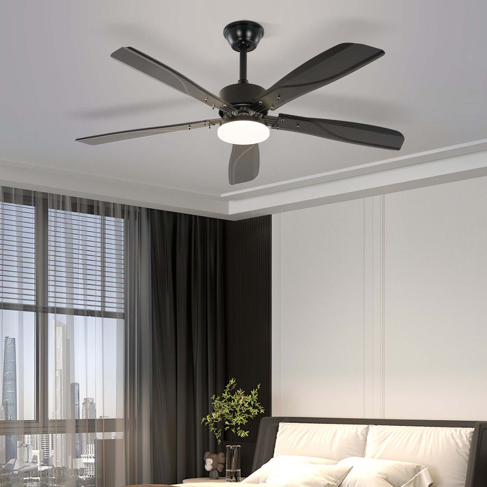 Nettlife Deckenventilator Schwarz LED Deckenlampe Dimmbar günstig online kaufen