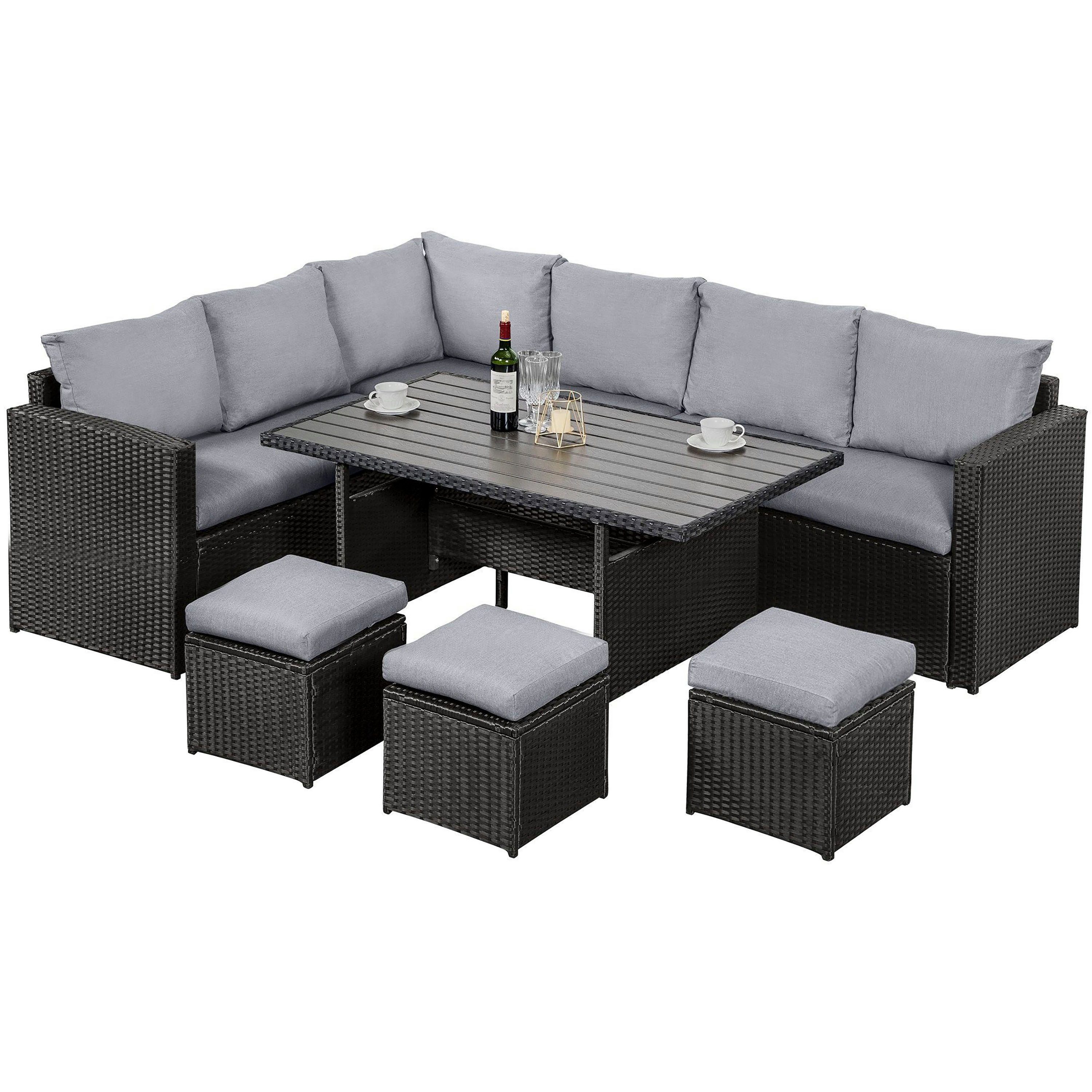 MeXo Gartenlounge-Set Lounge Gartenmöbelset für 8-10 Personen, (Rattan Gart günstig online kaufen