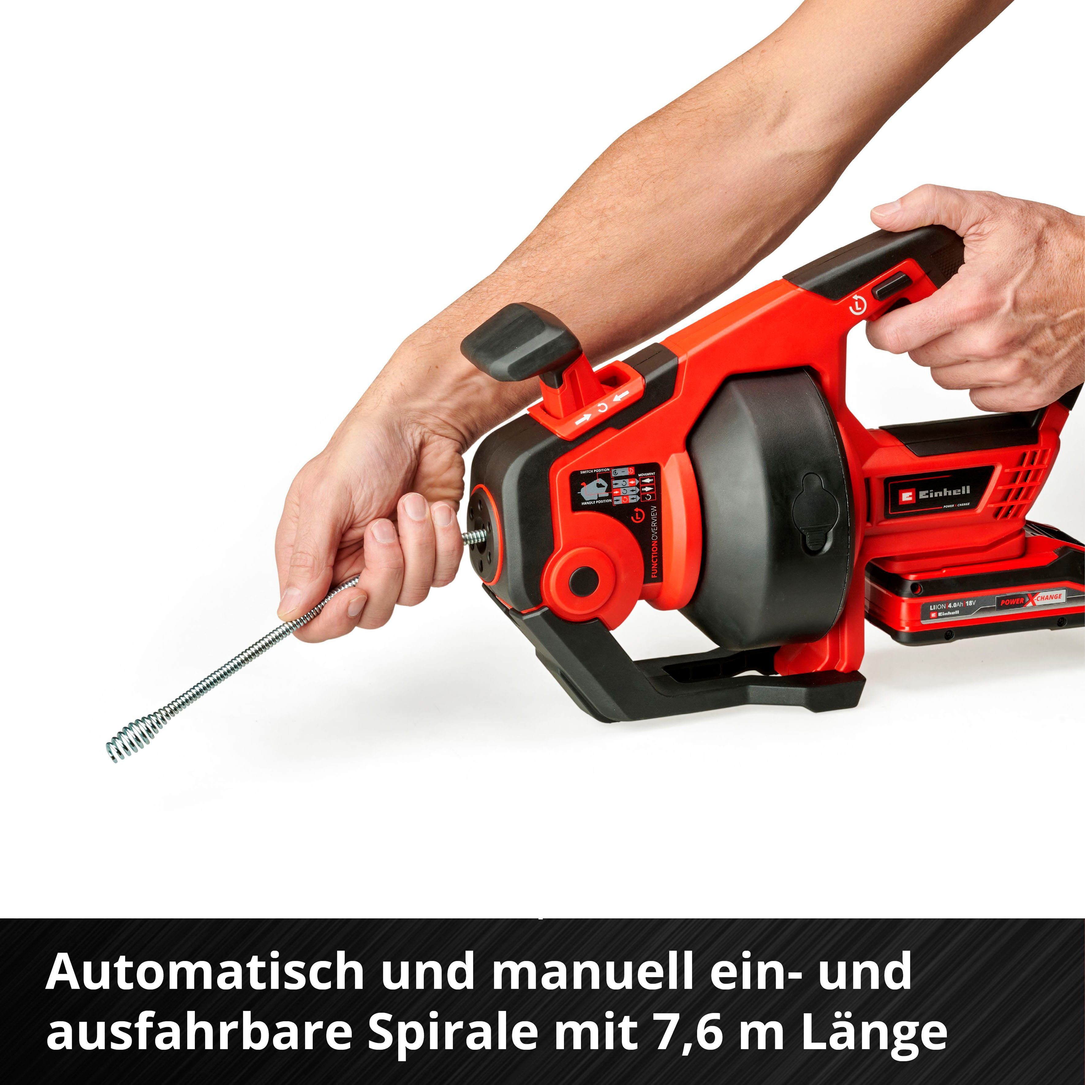 Einhell Rohrreinigungsspirale Power X-Change TE-DA 18/760 Li Solo, L: 7,6 cm, ∅ 7 mm, Power X-Change, ohne Akku und Ladegerät – Bild 5 von 5