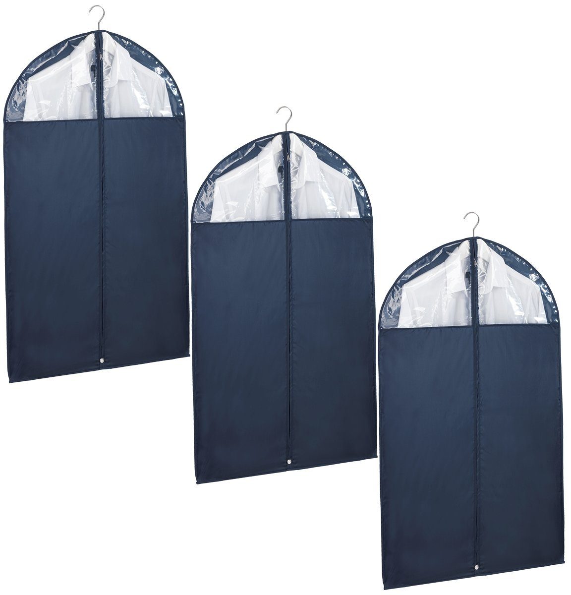 WENKO Kleidersack Modell Business (Set, 3 St., 100 x 60 cm) Kleiderhülle mit Sichtfenster & Reißverschluss, abwaschbar, 100x60 cm