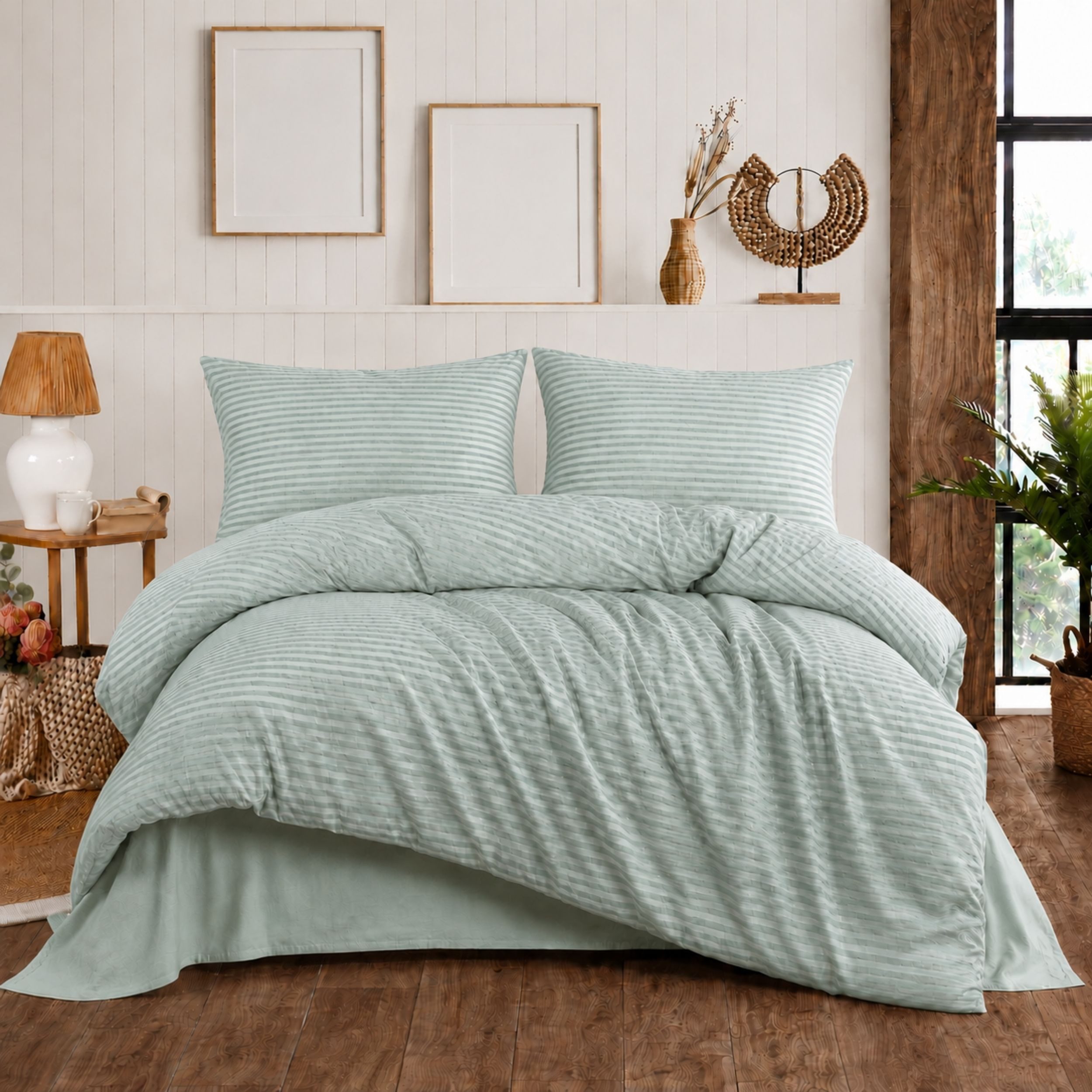 ZIRVEHOME Bettwäsche Baumwolle Bettbezug Streifenmuster– Ganzjahres-Bettwäsche-Sets Damast, Renforce, 3 teilig, 200x220 Bettbezug Baumwolle – Ganzjahres-Bettwäs – Bild 2 von 5