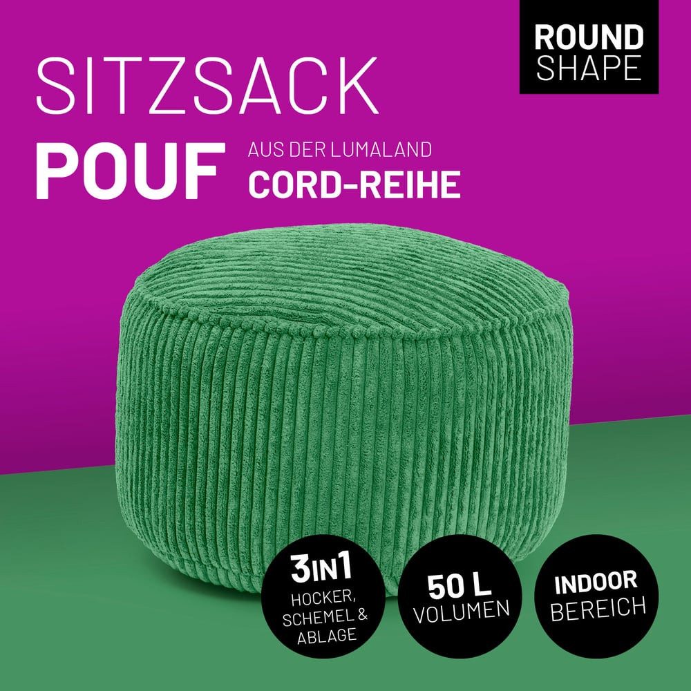Lumaland Pouf Sitzsack-Hocker Pouf rund Cord günstig online kaufen