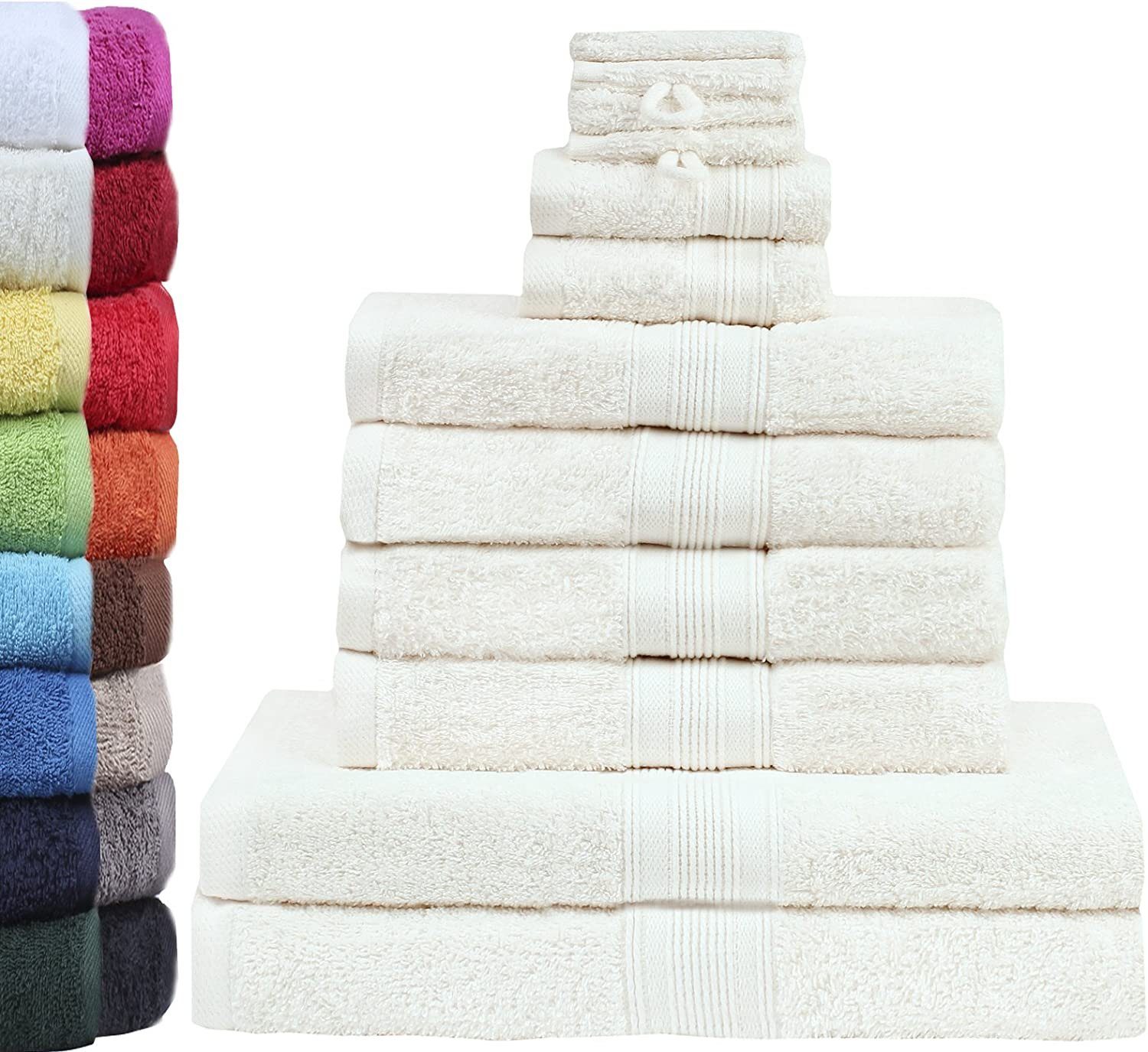GREEN MARK Textilien Handtuch Set 10er-Set Premium Frottier Handtuch-Set, 100% Baumwolle (Set, 10-St), 4X Handtücher, 2X Duschtücher, 2X Gästetücher, 2X Waschhandschuhe