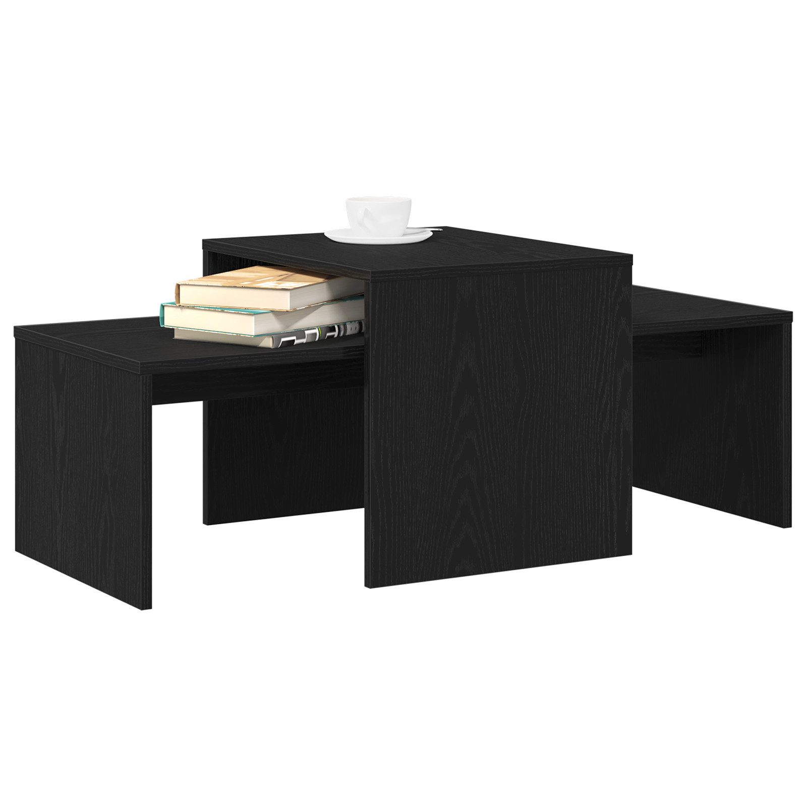 vidaXL Couchtisch Satztische Schwarz Eichen-Optik 100 x 48 x 40 cm Holzwerkstoff (1-St)