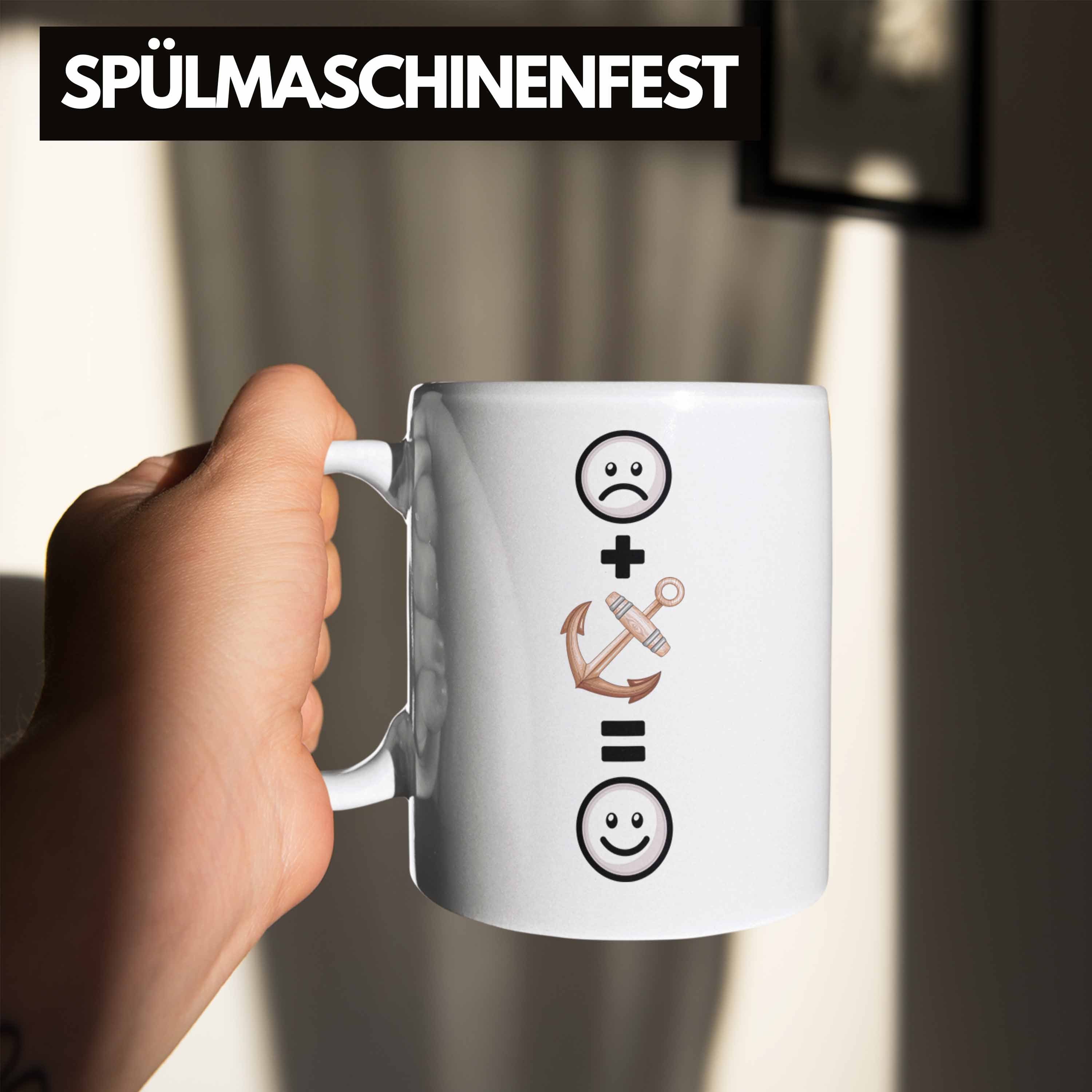 Geschenk Boots Weiss Tasse Trendation für Geschenkidee Lustige Kapitän Anker Tasse Geburtstag