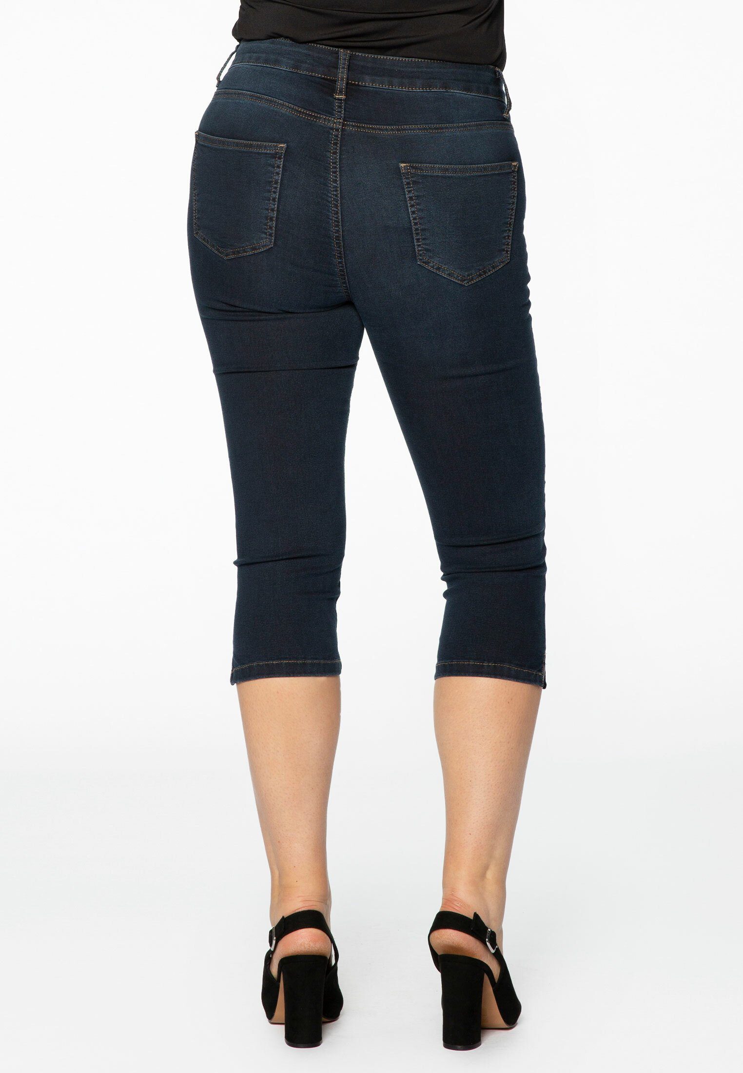 YOEK High-waist-Jeans Damen Caprijeans Große Größen