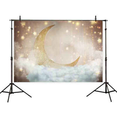 Insma Fotohintergrund, Mond&Stern Hintergrund Fotografie Fotostudio Hintergrundtuch 270x180cm