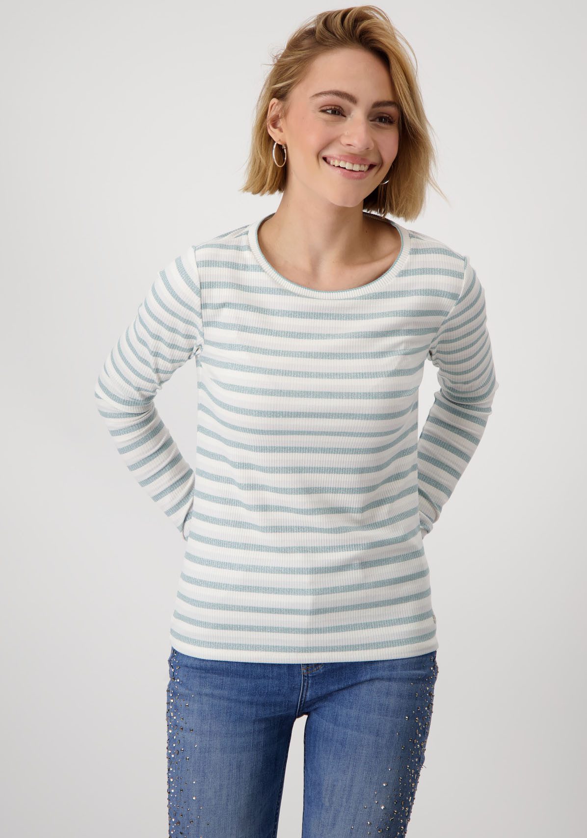 Monari Rundhalsshirt mit Streifen günstig online kaufen