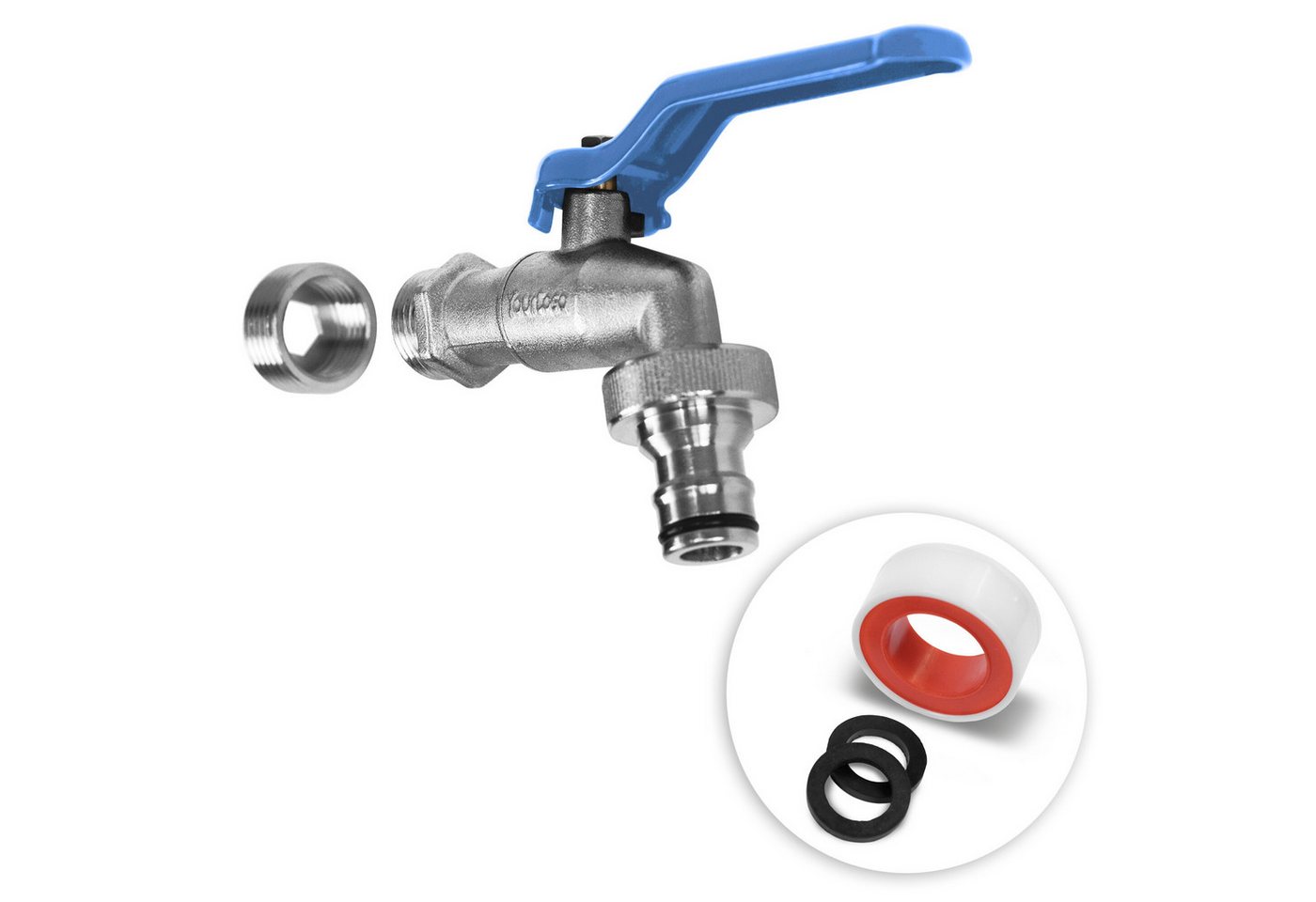 YourCasa Absperrventil Wasserhahn Garten 1/2 Zoll & 3/4 Zoll aus Messing, Messing, Schnellkupplung, Adapter auf 3/4 Zoll