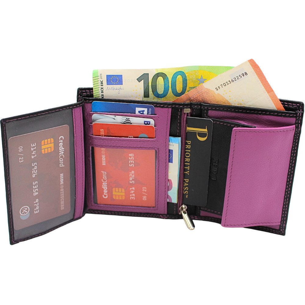 L&B Geldbörse Nappaleder Bi-Color Portemonnaie, mit günstig online kaufen