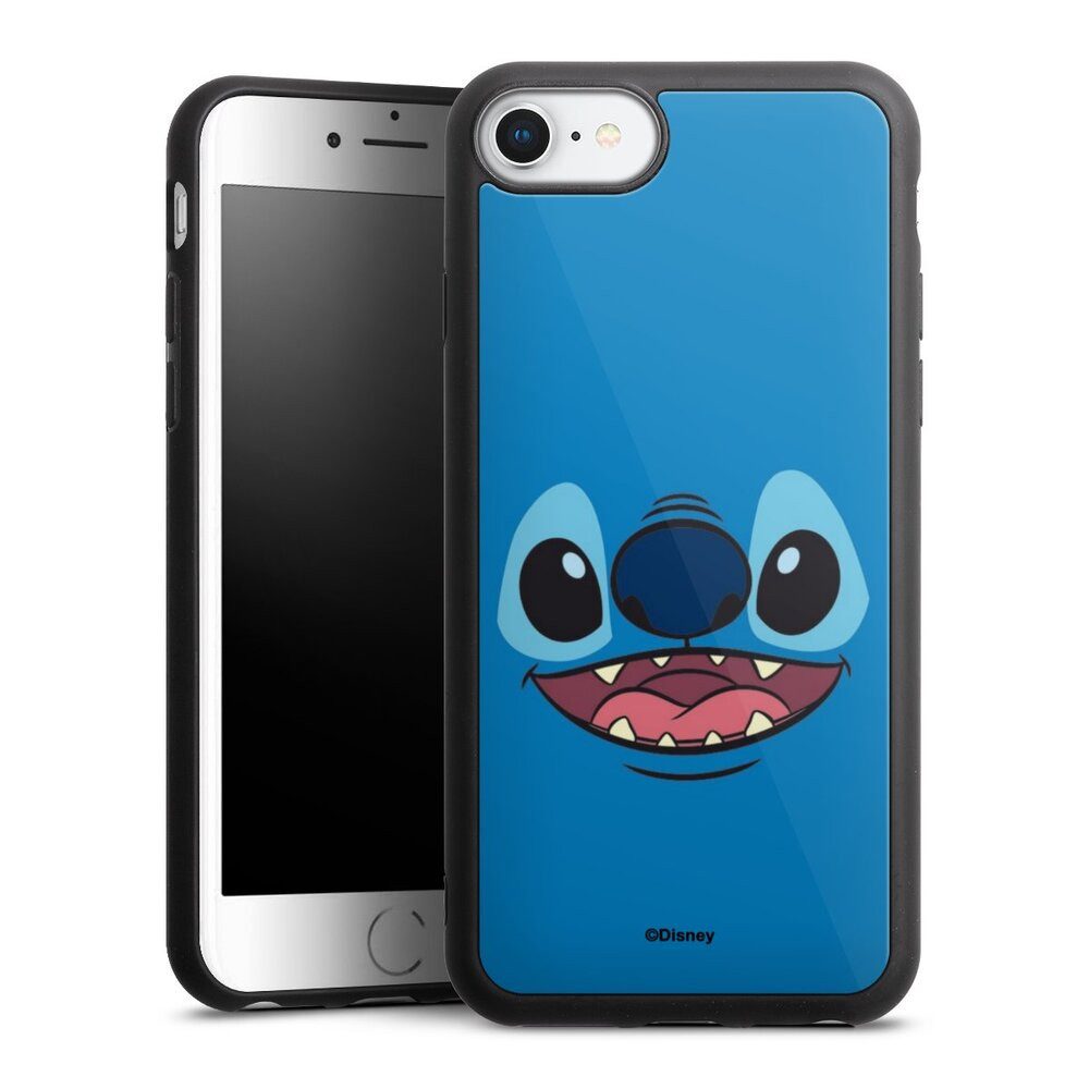 DeinDesign Handyhülle Lilo & Stitch Disney Offizielles Lizenzprodukt Stitch Closeup, Apple iPhone 8 Gallery Case Glas Hülle Schutzhülle 9H Gehärtetes Glas