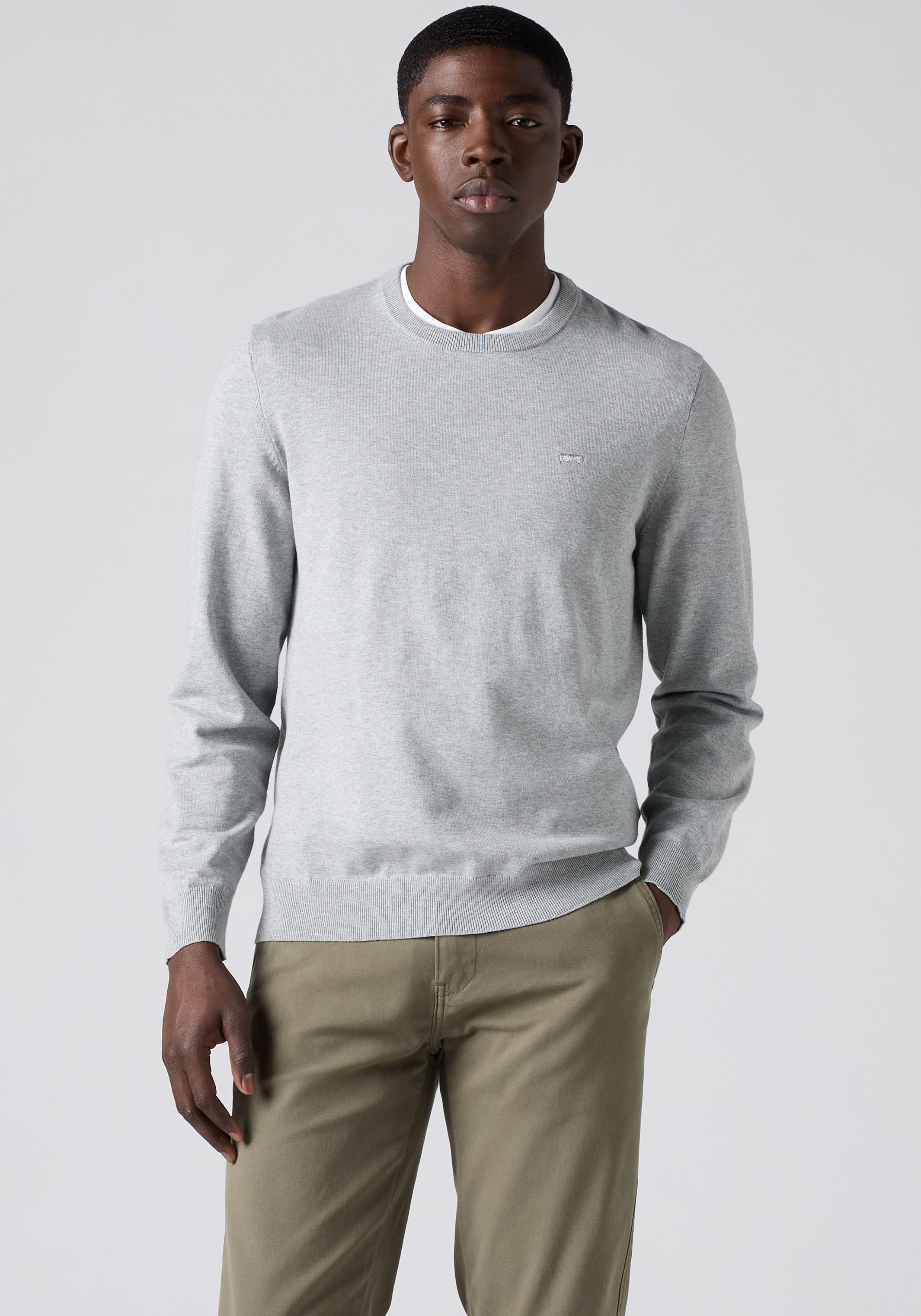 Levi's® Rundhalspullover LIGHTWEIGHT HM SWEATER Feingerippte Abschlüsse