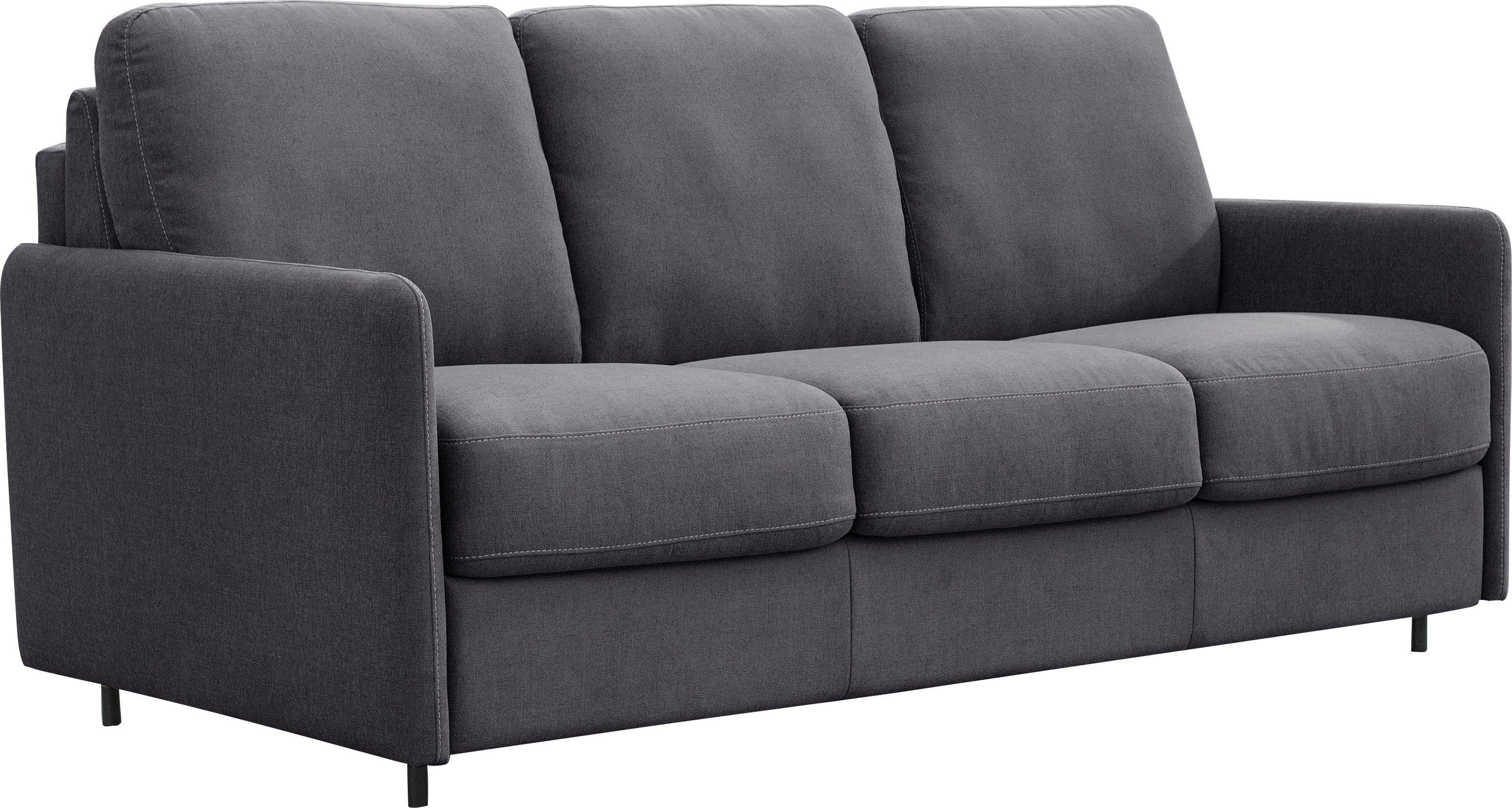 Livorno, Nias Schlafsofa Matratzen dunkel 150/208 cm und Italia inkl. Liegefläche grau Metallklappgestell,