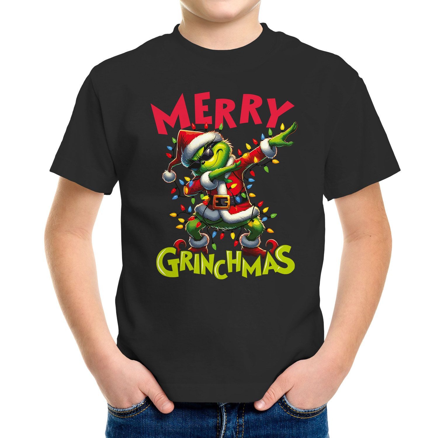 Print-Shirt Kinder T-Shirt Weihnachten Merry Grinchmas Grinch Dab Weihnachtsmann