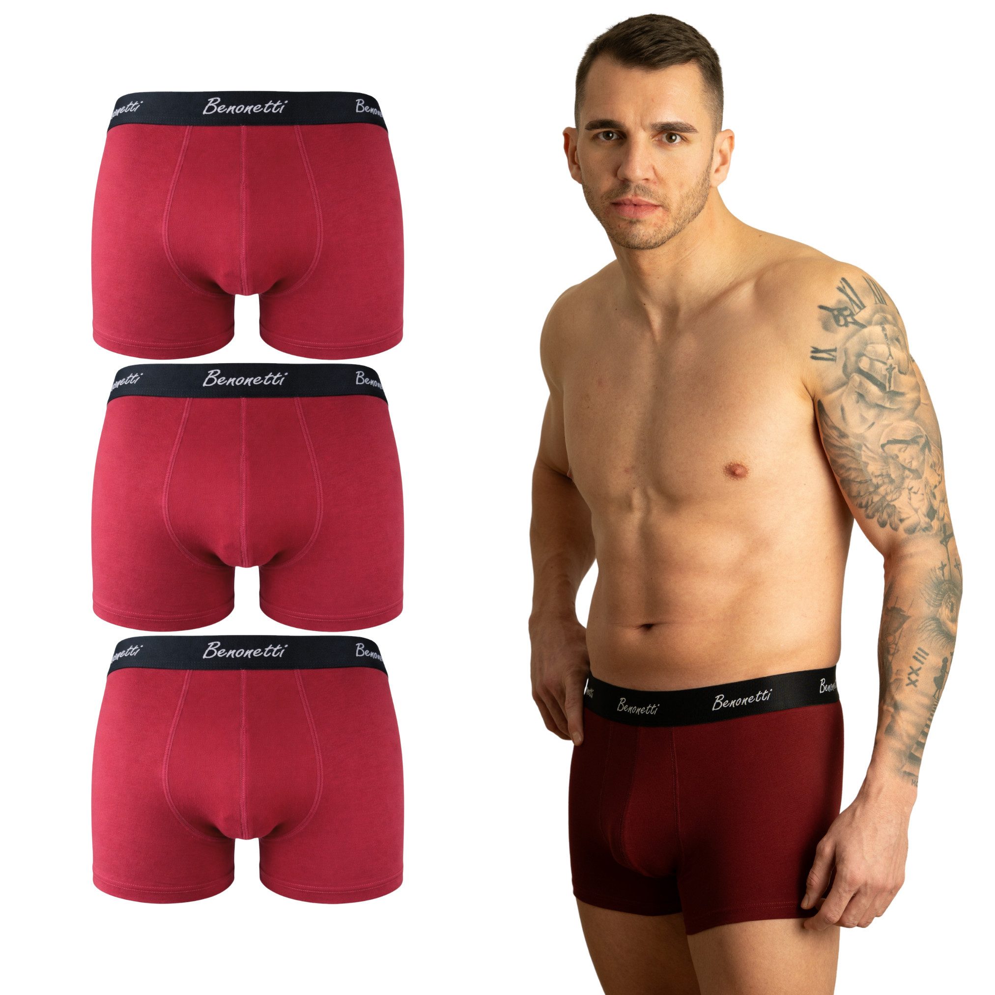 Benonetti Boxershorts weich, langlebig & atmungsaktiv, kein Aufrollen (3-St günstig online kaufen