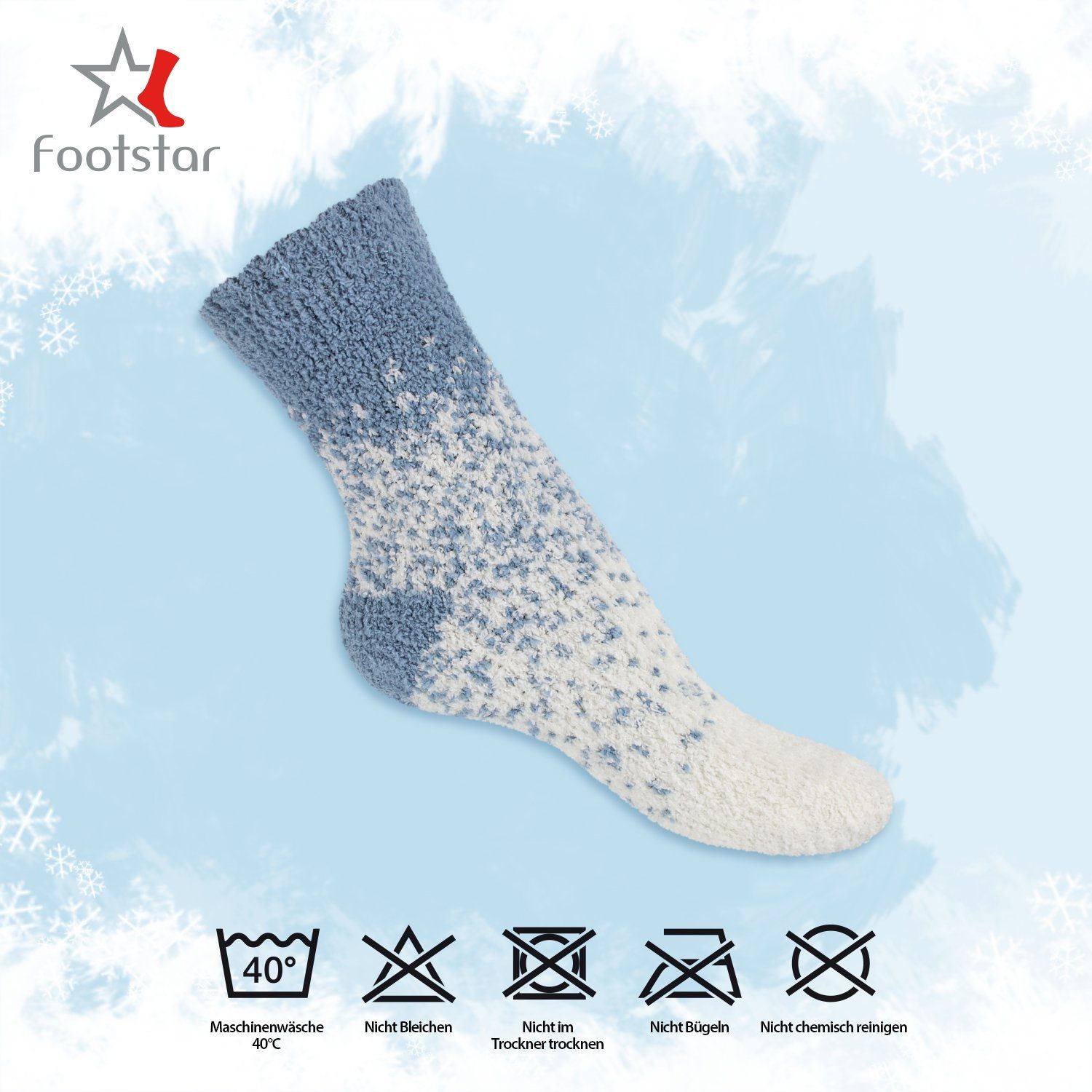 Footstar Kuschelsocken Plüschsocken Snow Socken Paar) & (6 Herren für Damen