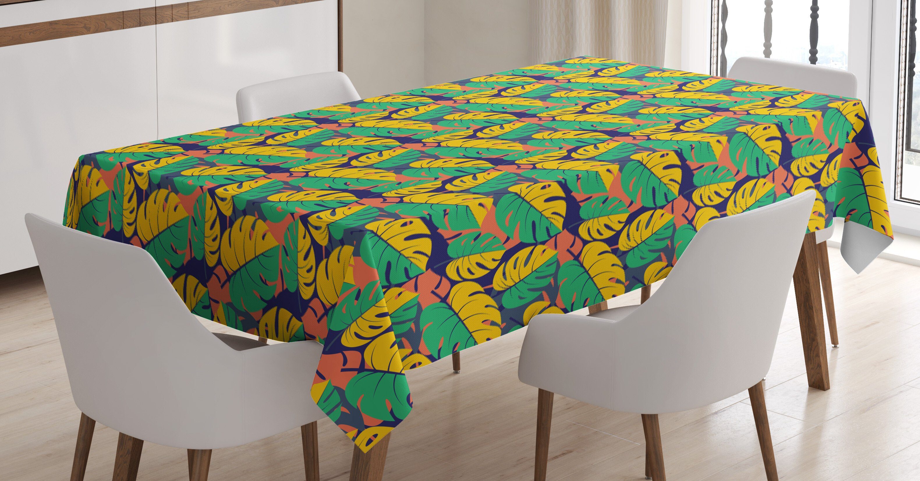 Abakuhaus Tischdecke Farbfest Waschbar Für den Außen Bereich geeignet Klare Farben, Exotisch Abstrakt tropischen Dschungel | Tischdecken
